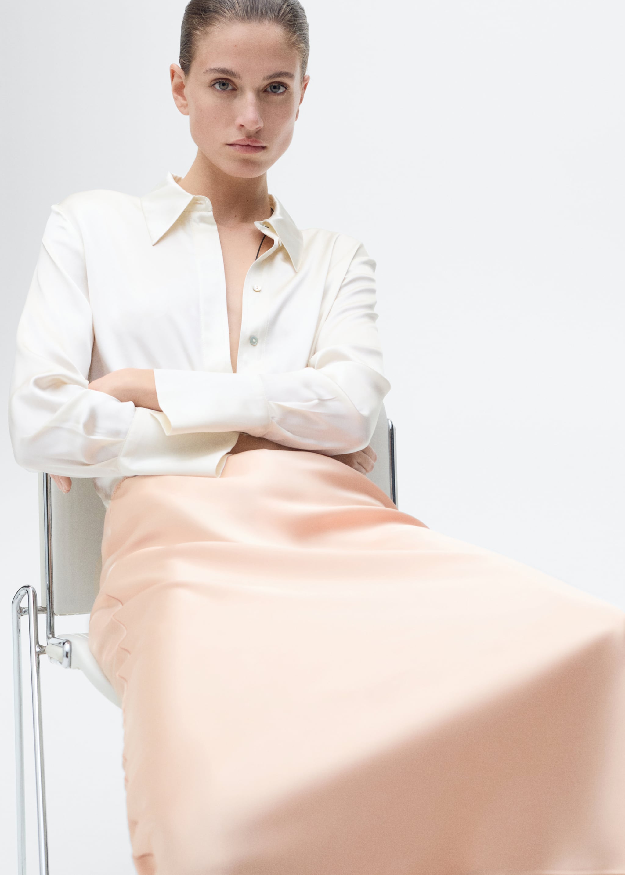 Midi satin skirt - Details of the article 2