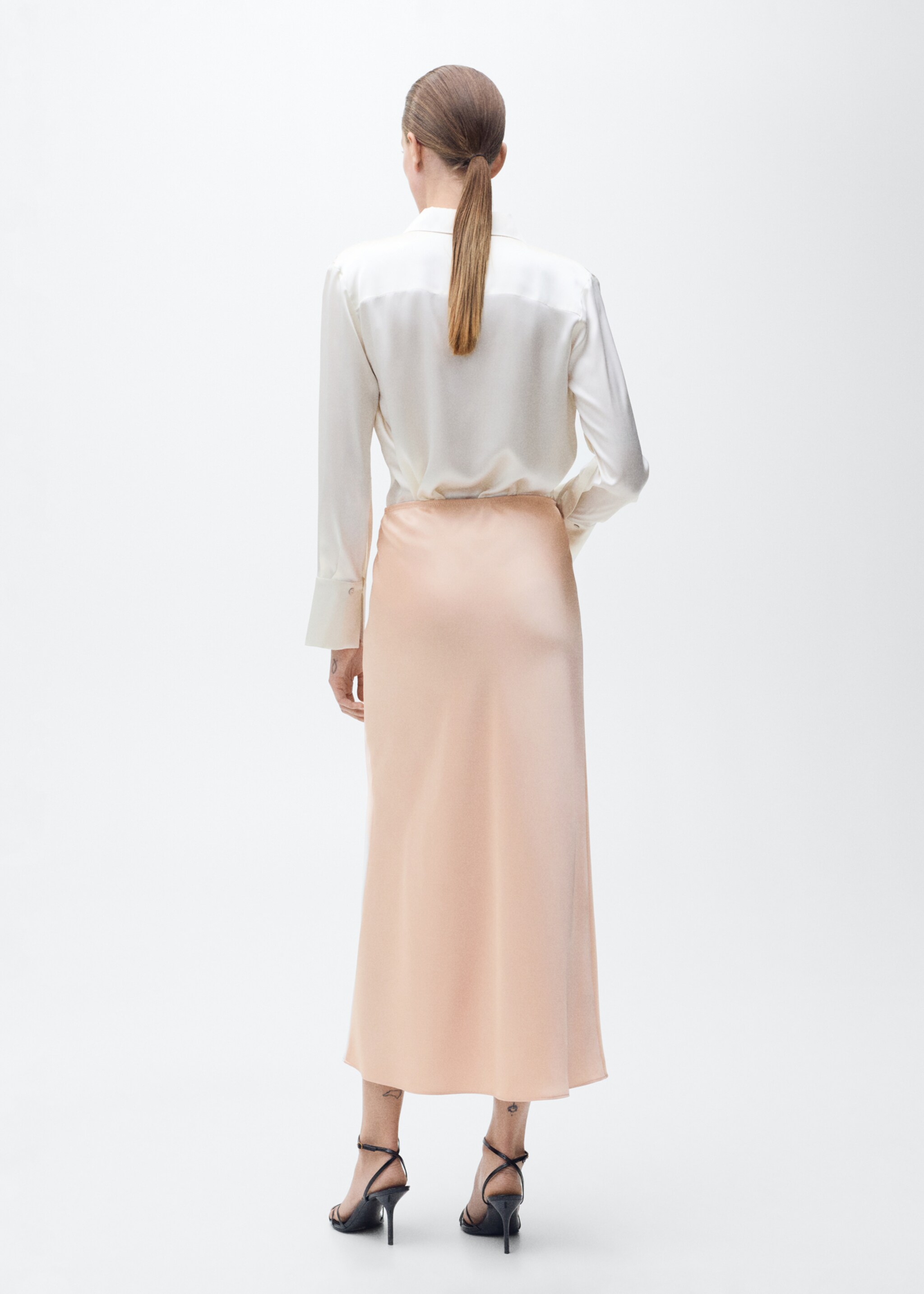 Midi satin skirt - Reverse of the article