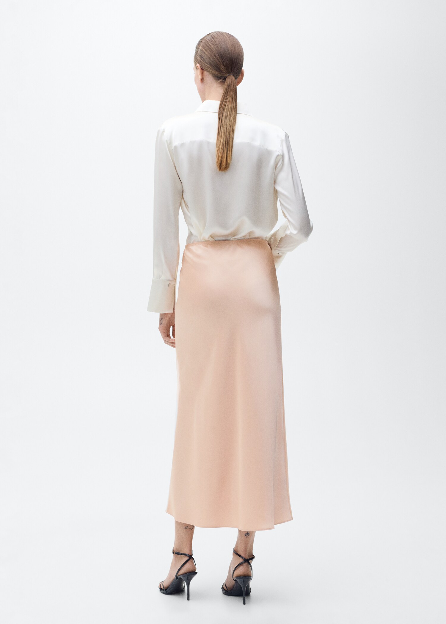 Midi satin skirt - Reverse of the article