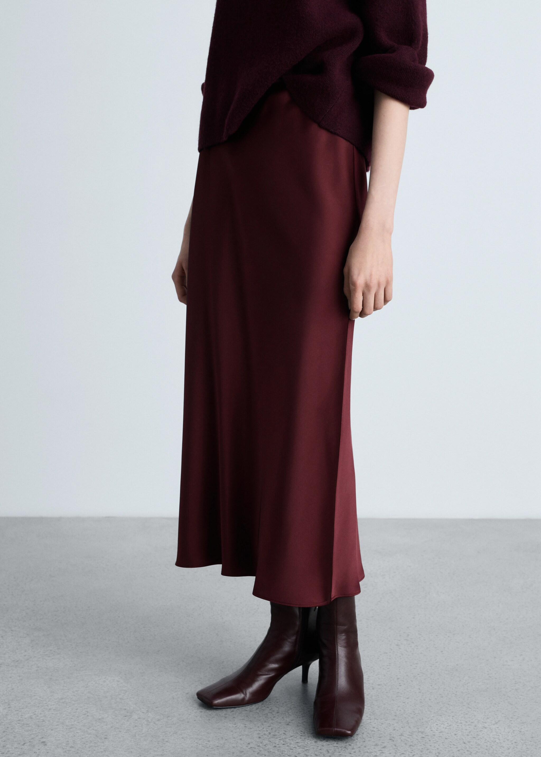 Midi satin skirt - Medium plane