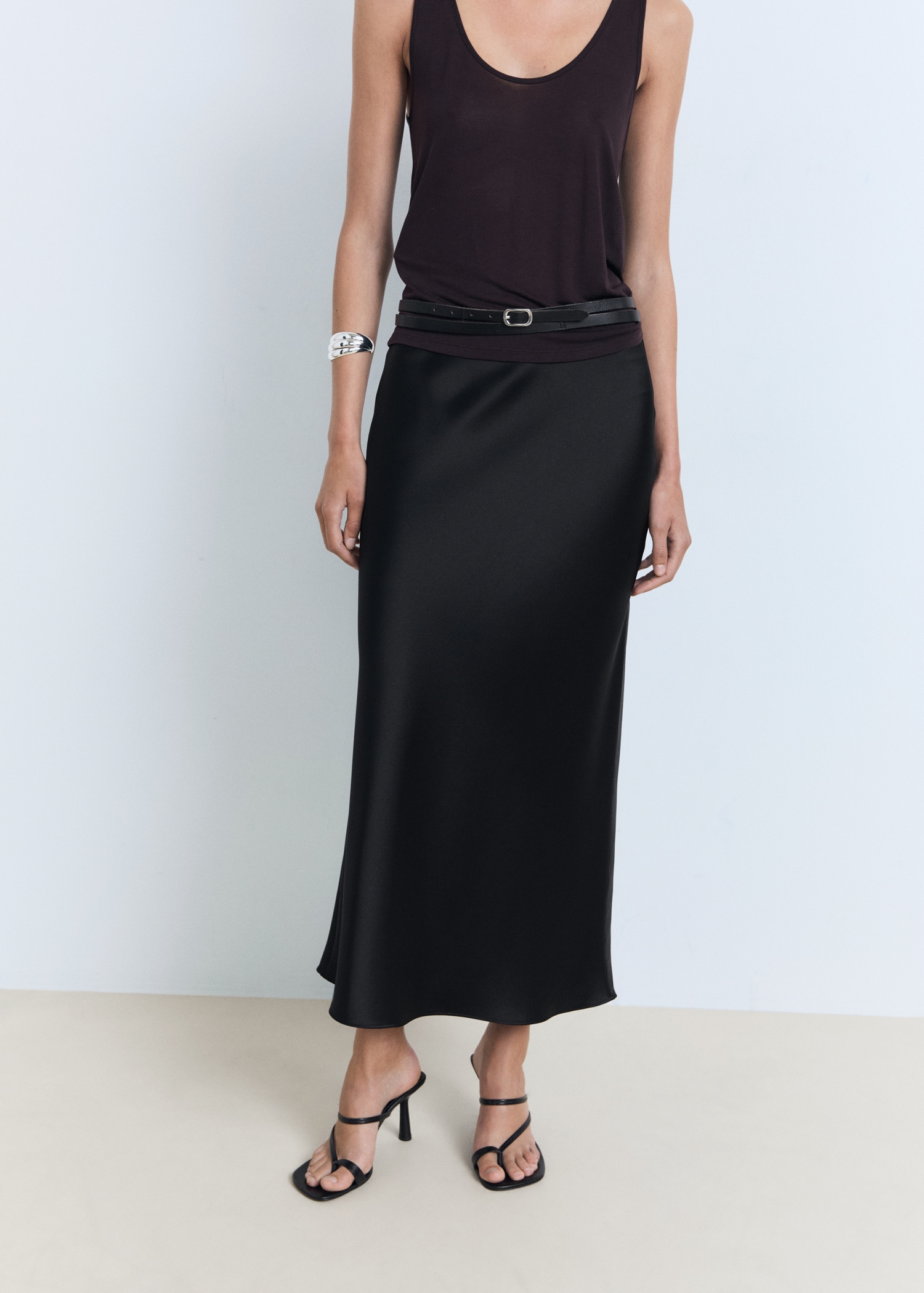 Midi satin skirt MANGO Mauritius - Main Image