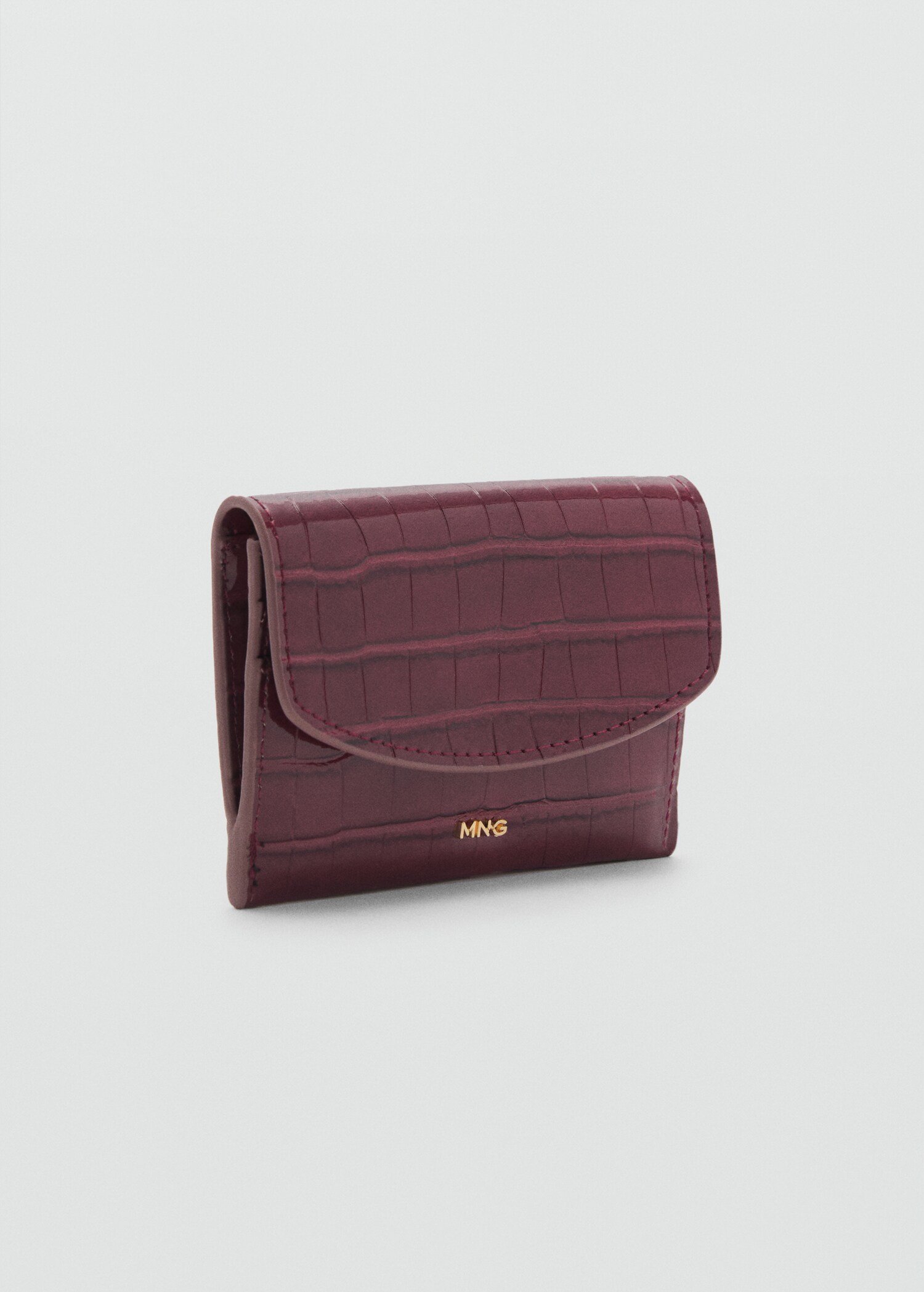 Croc-effect flap purse - Medium plane