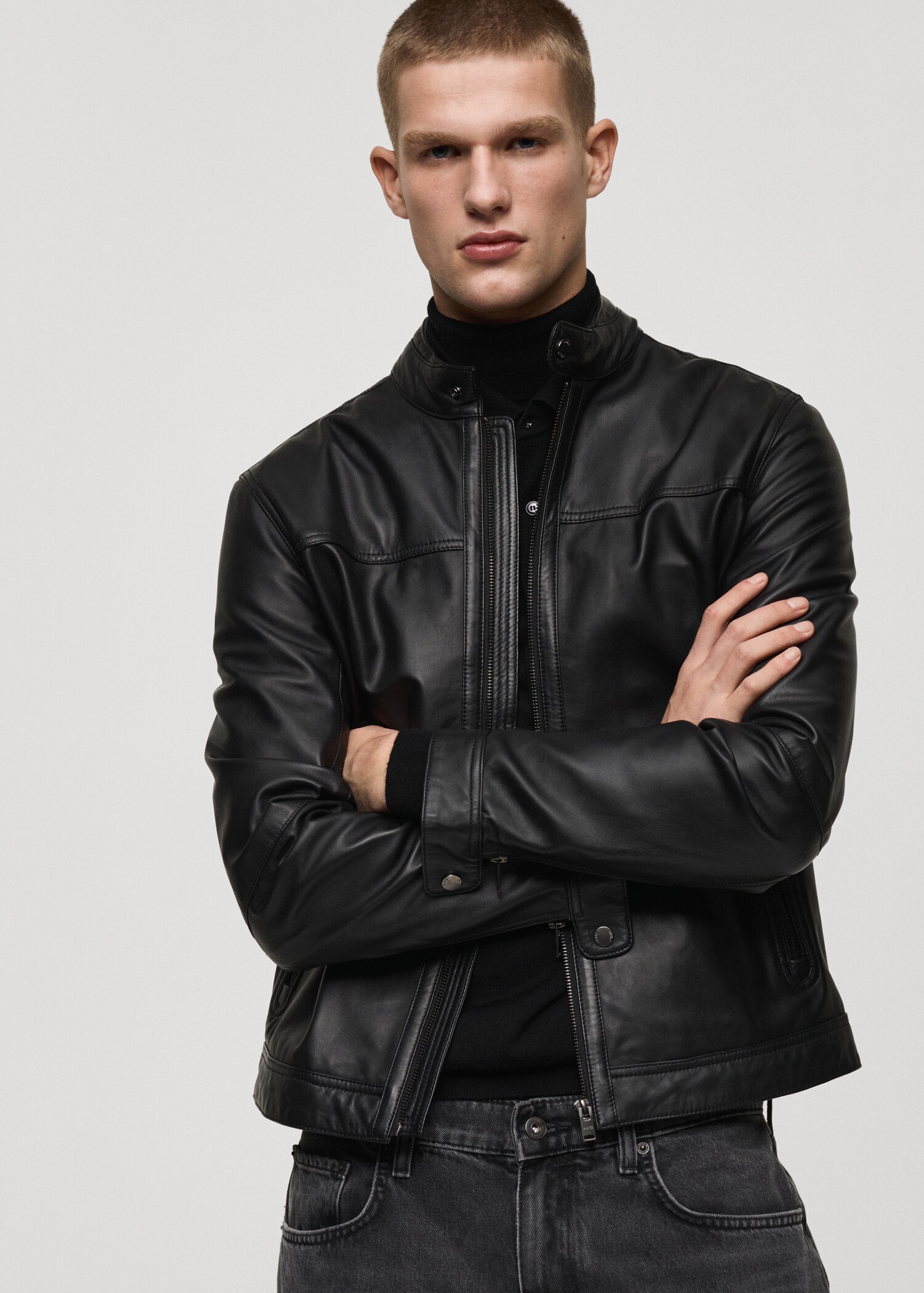 Nappa leather biker jacket - Medium plane