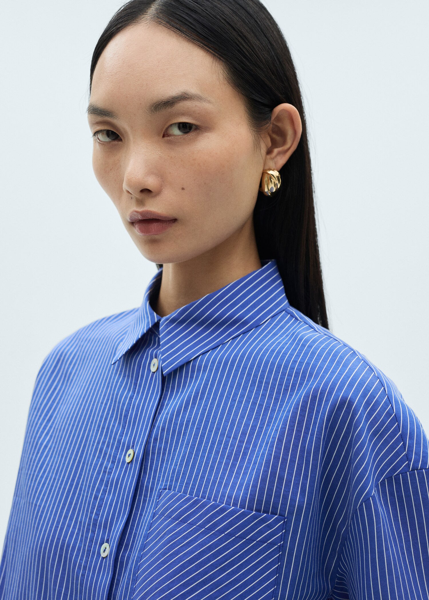 Striped cotton-blend shirt - Details of the article 1