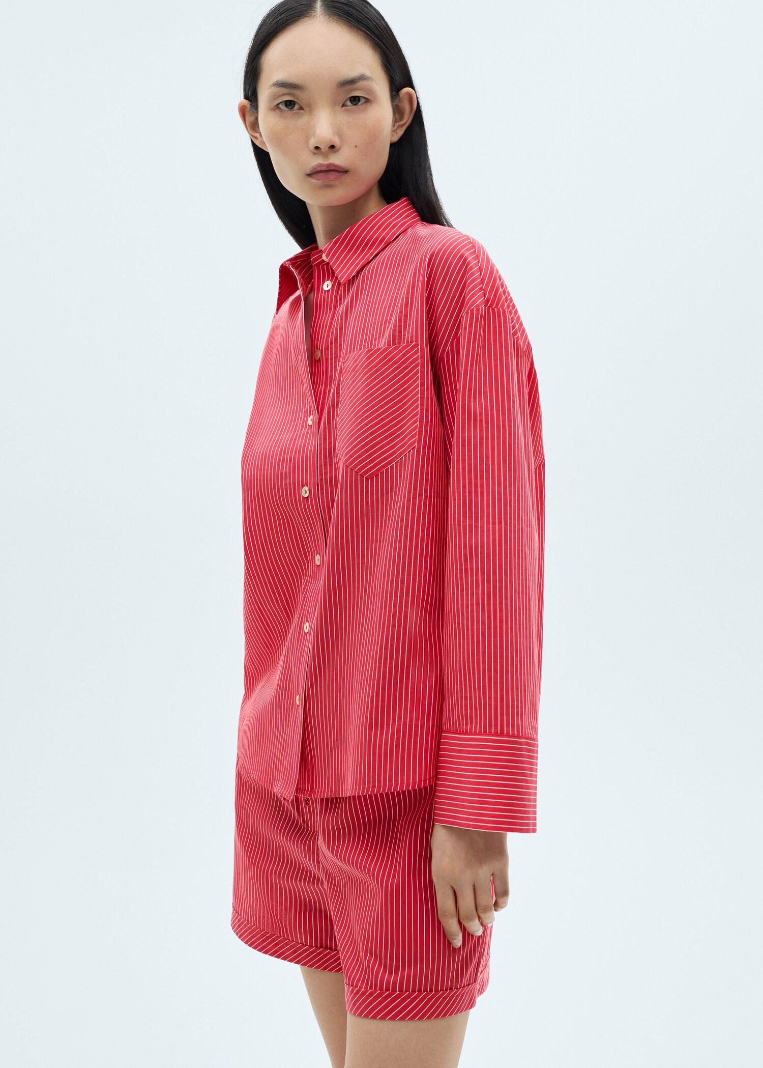 Striped cotton-blend shirt - Medium plane