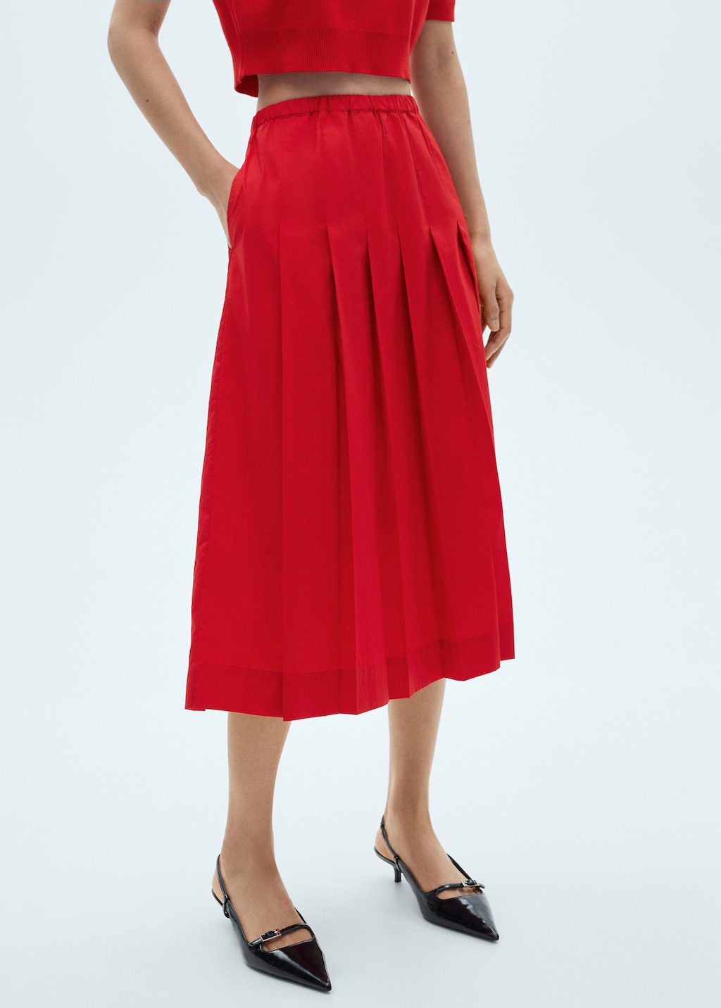 Mango Cotton pleated skirt
