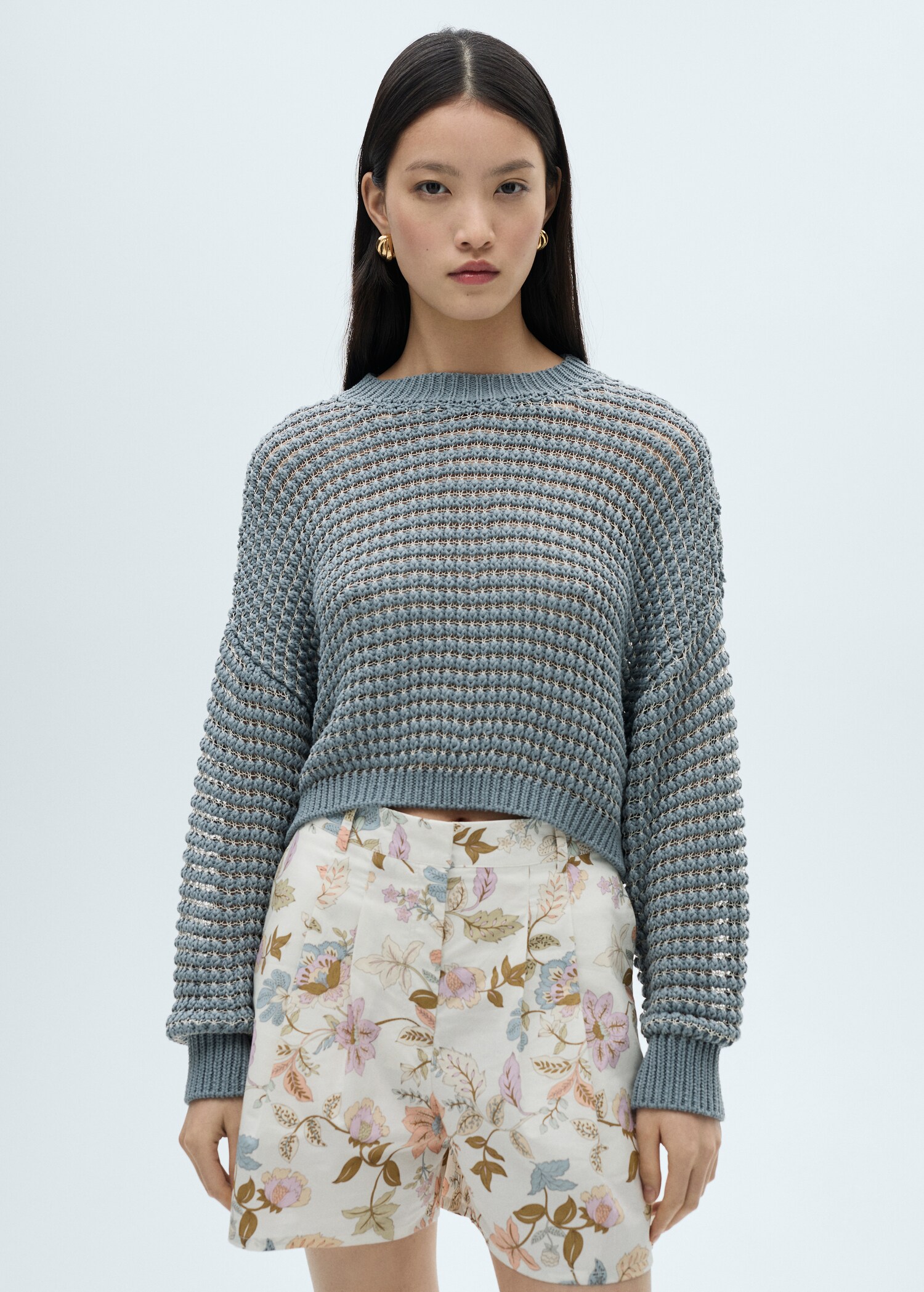 Oversized openwork knitted sweater - Medium plane