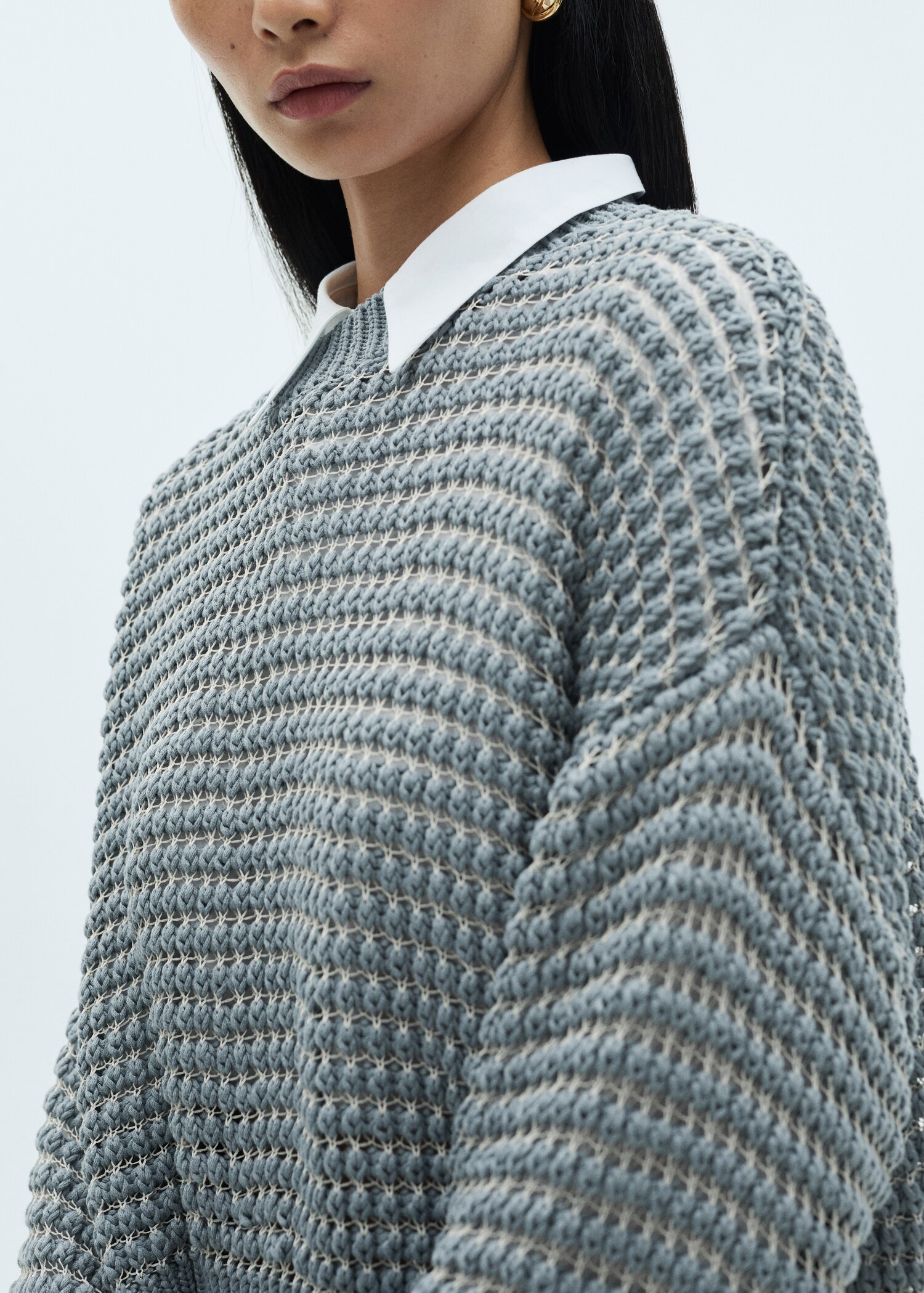 Oversized openwork knitted sweater - Details of the article 6