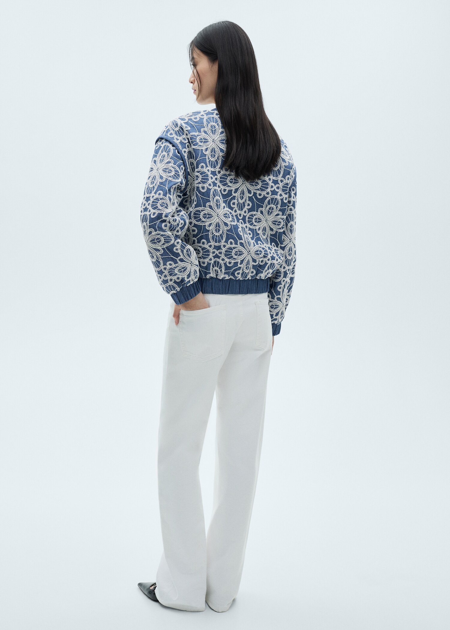 Veste coton broderie florale - Verso de l’article