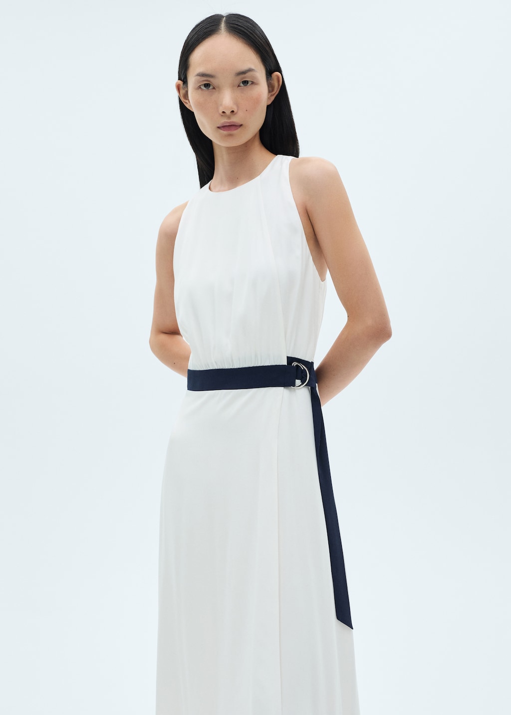 Mango Contrast belt dress