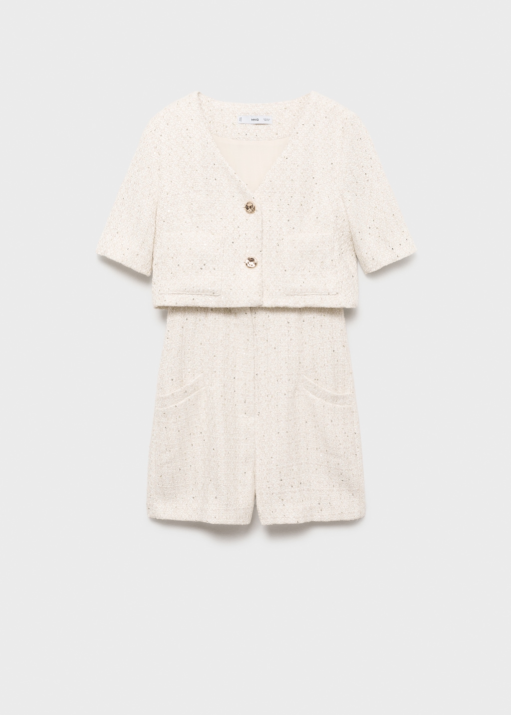 Short-sleeved tweed jumpsuit - Women | MANGO USA