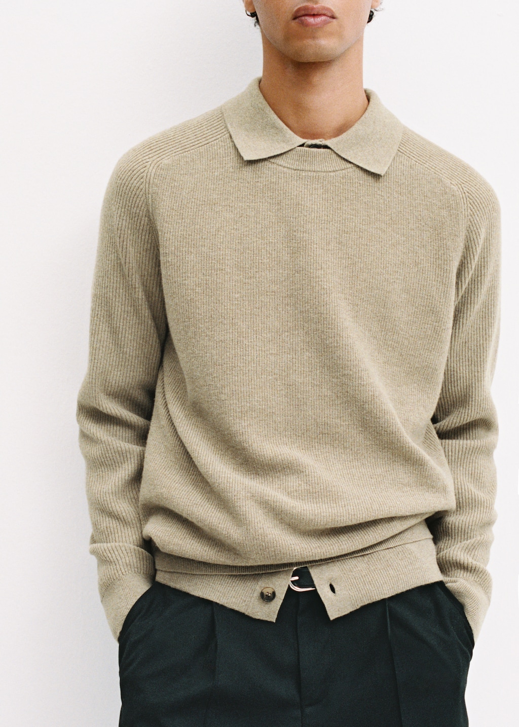 Ribbed wool sweater - Men | MANGO USA