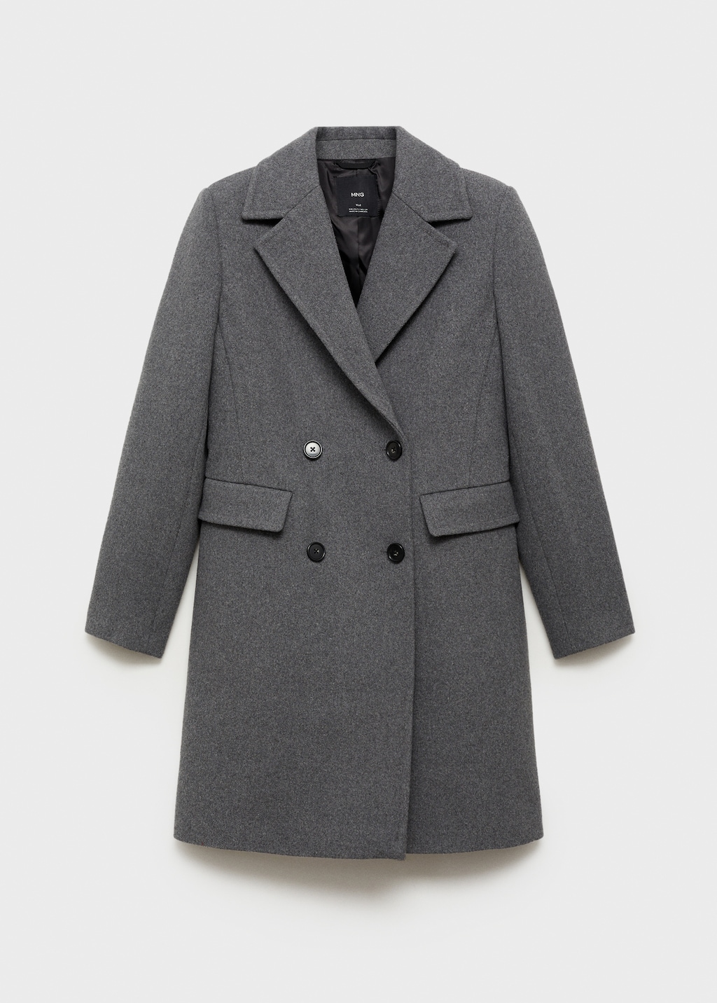 MANGO Double breasted wool coat grey XS Woman