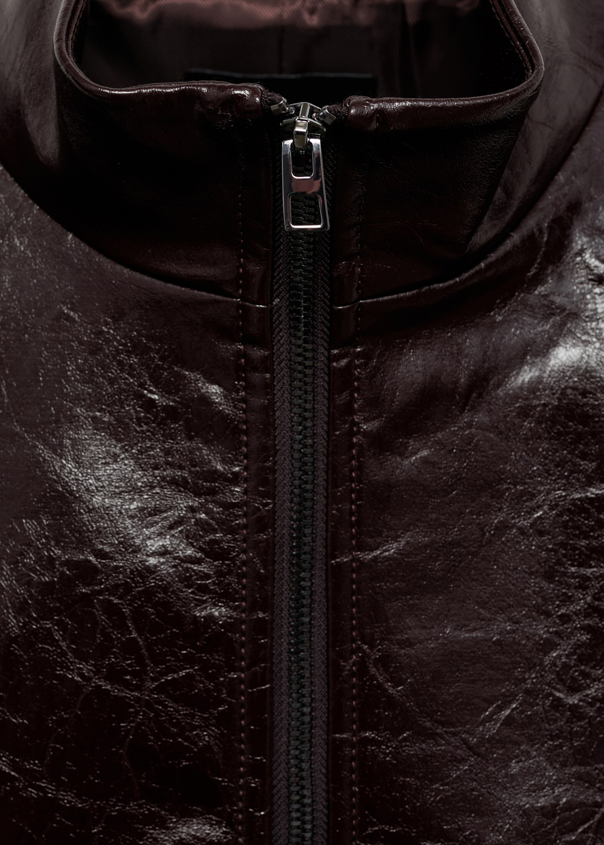 Perkins collar texture jacket - Details of the article 8, Brown. Ref: 87070640-00.