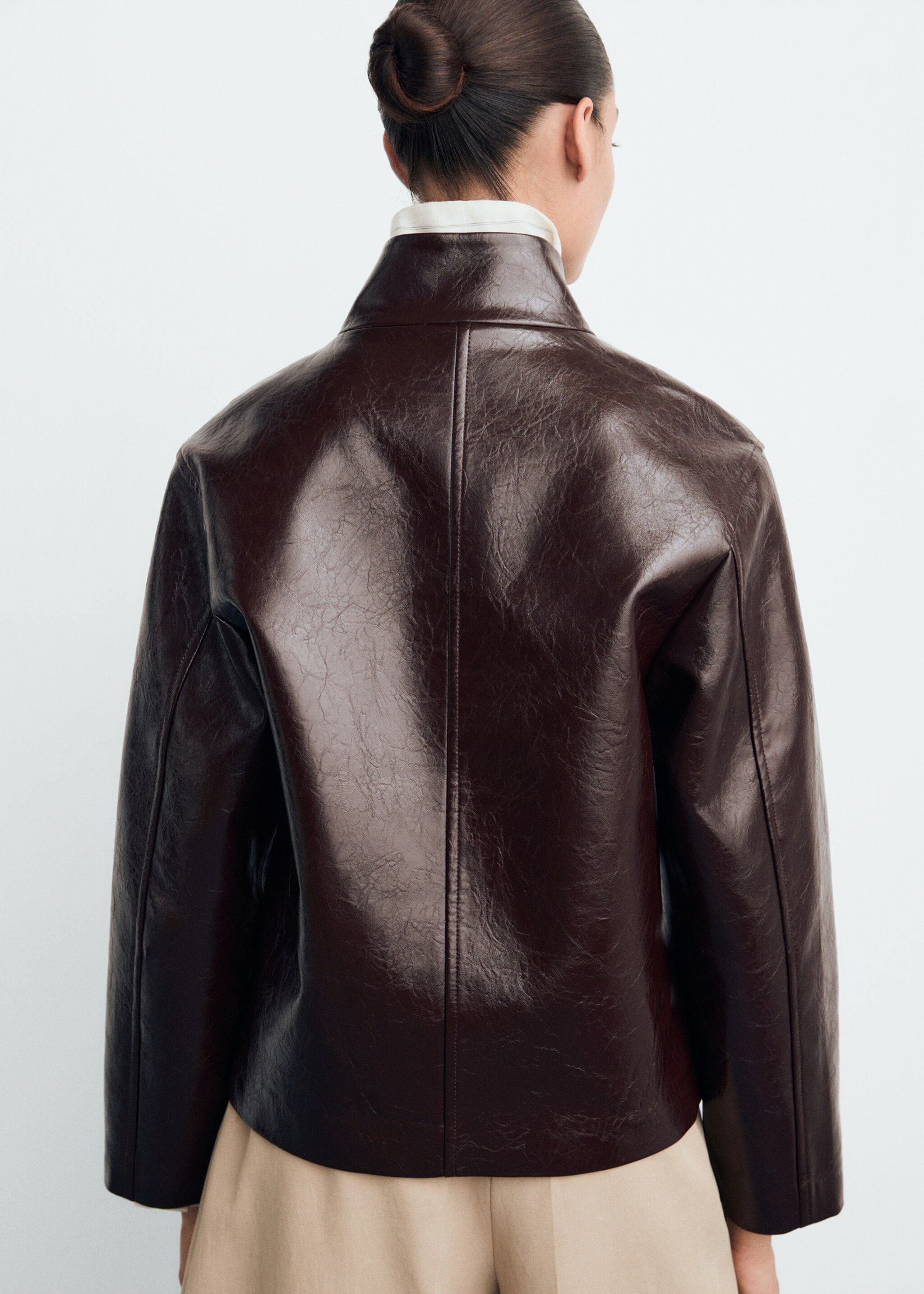 Perkins collar texture jacket - Reverse of the article, Brown. Ref: 87070640-00.