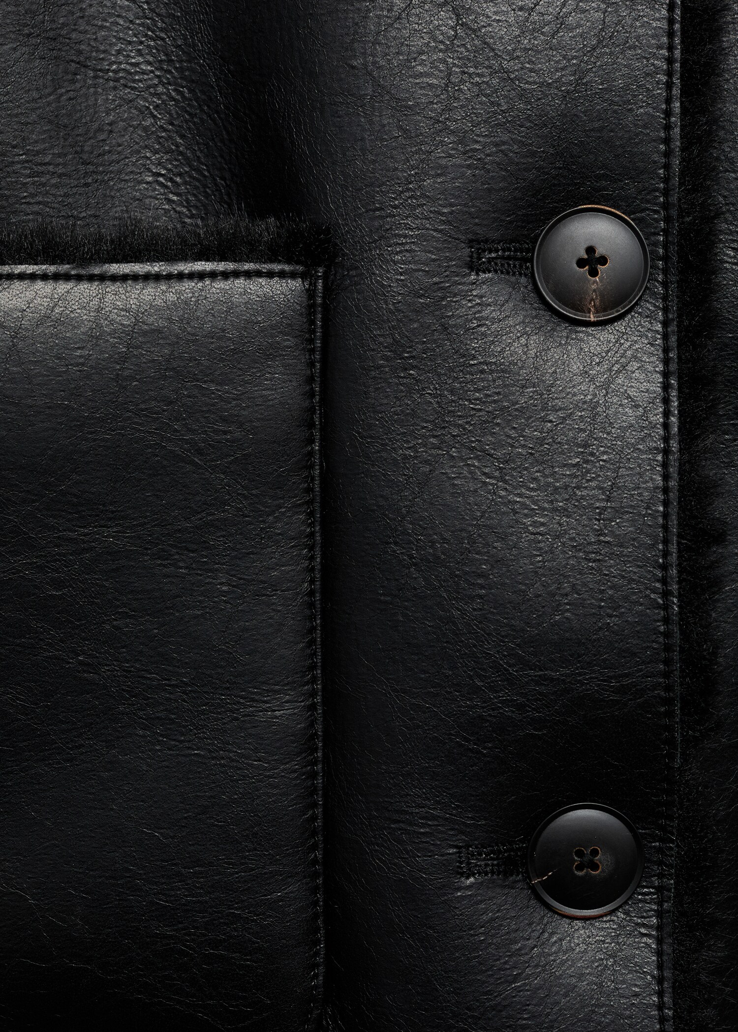 Double-sided leather-effect jacket with pockets - Details of the article 0