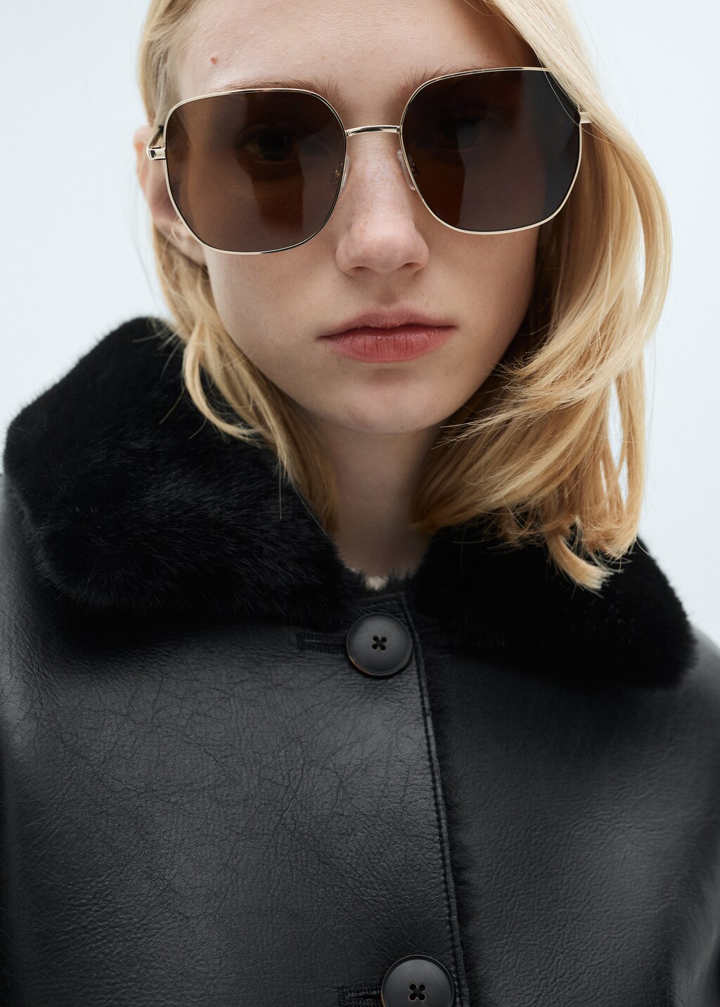 Double-sided faux-leather jacket with pockets - image 4