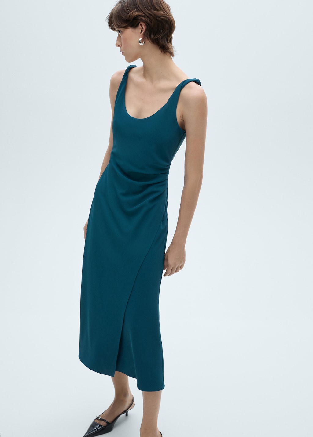 Mango Ruched midi dress