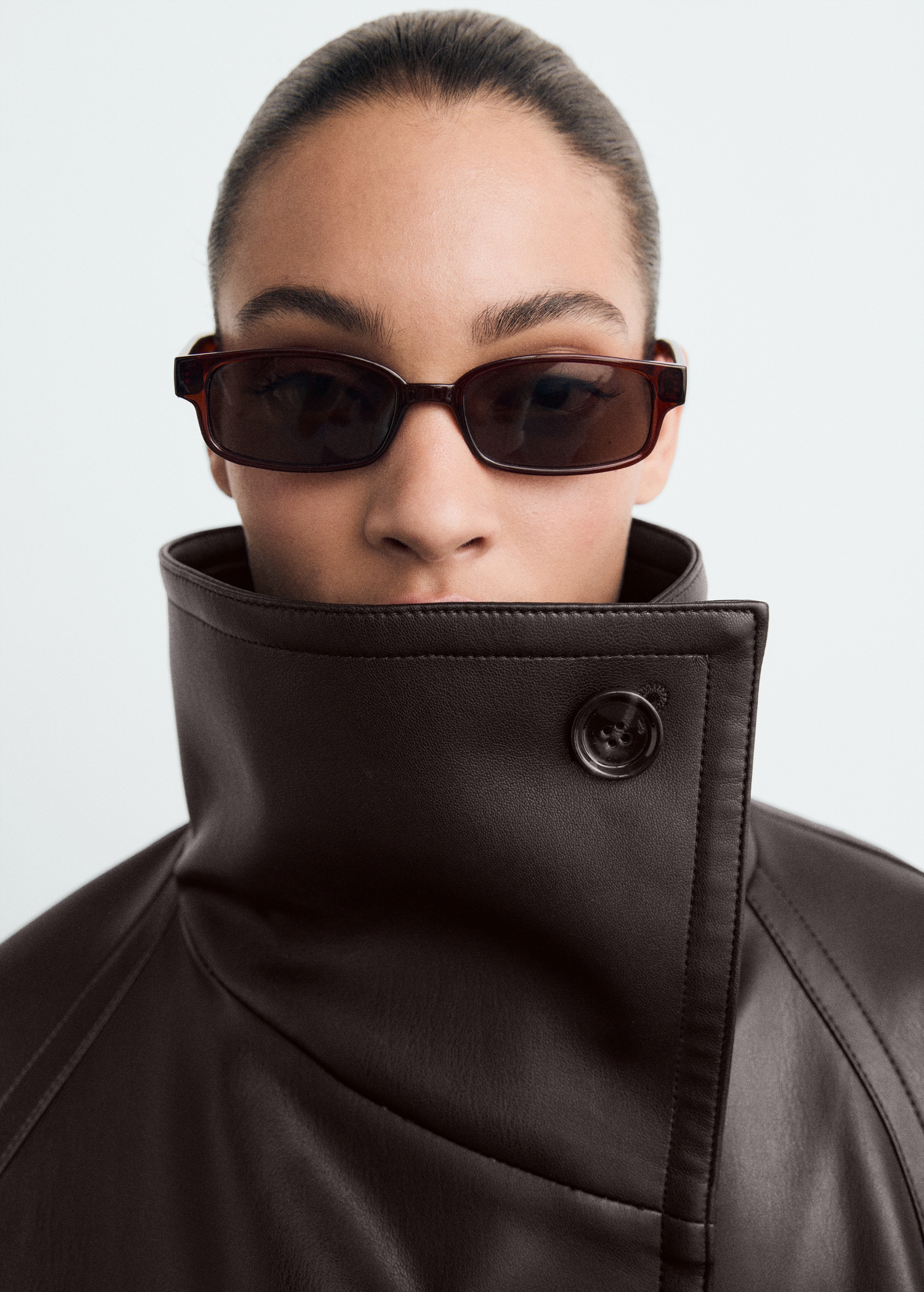 Maxi-jacket with leather-effect lapels - Women | MANGO USA