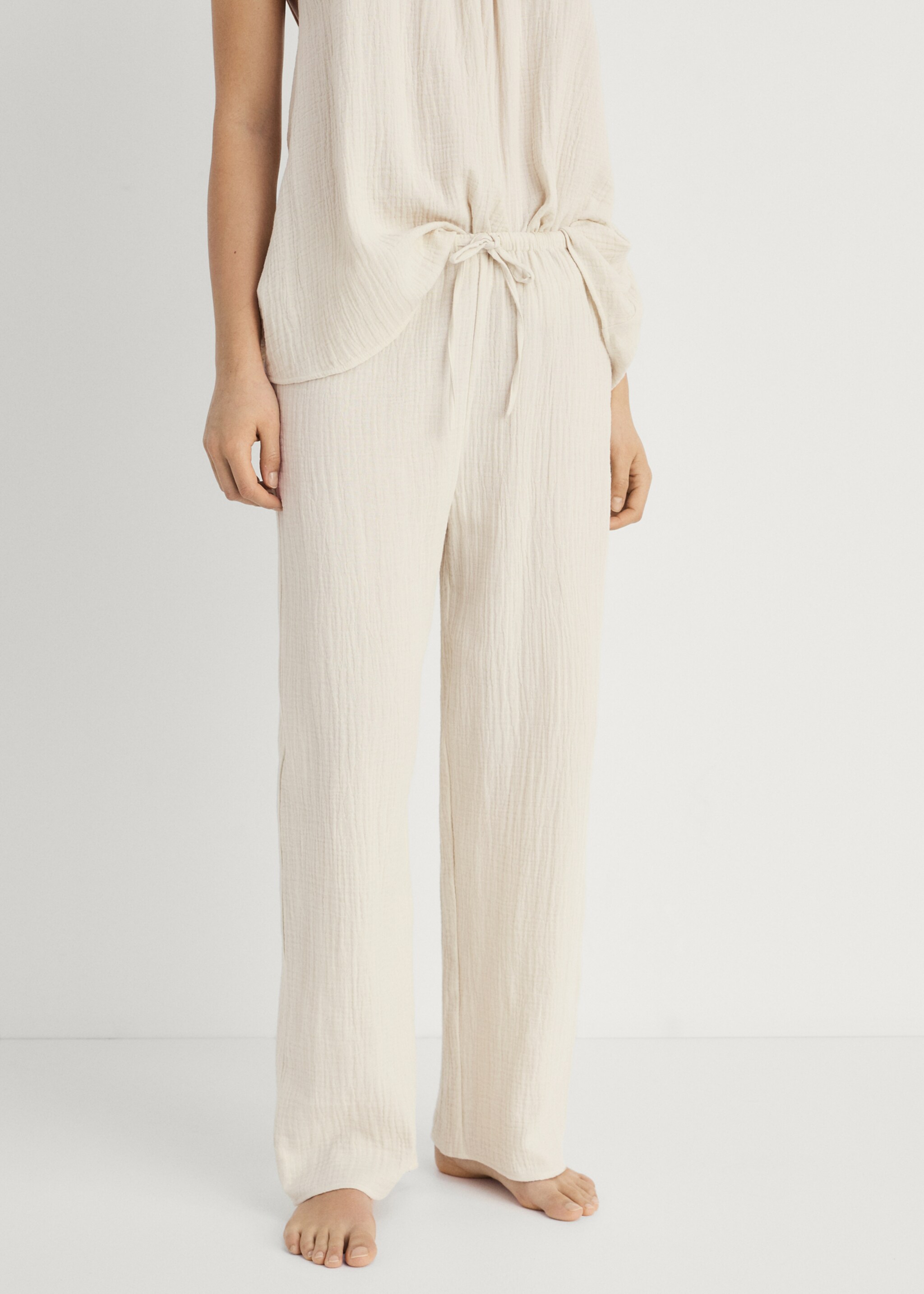 Plain cotton pyjama trousers - Medium plane