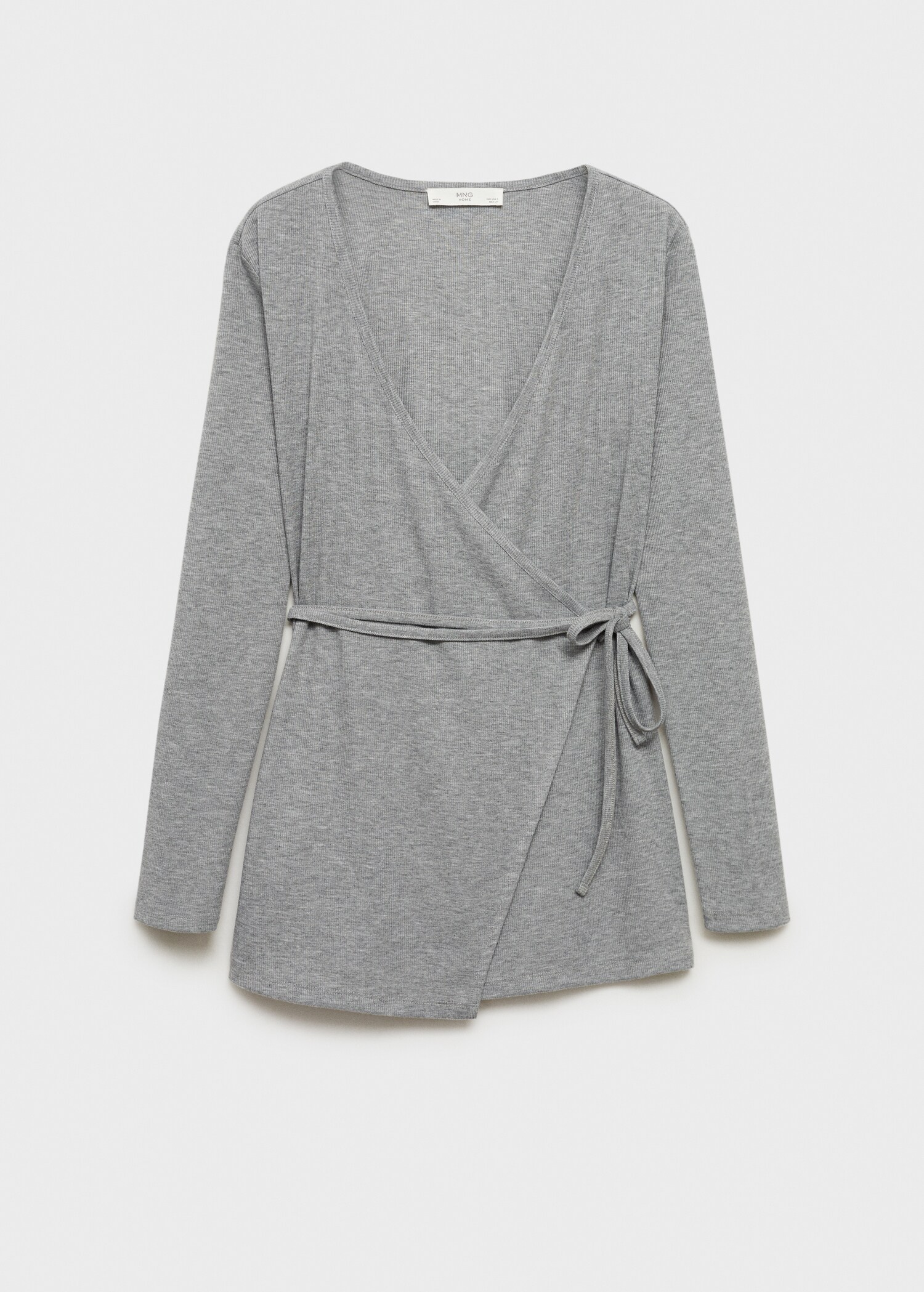 Cardigan rajutan ribbed dengan pita - Barang tanpa model