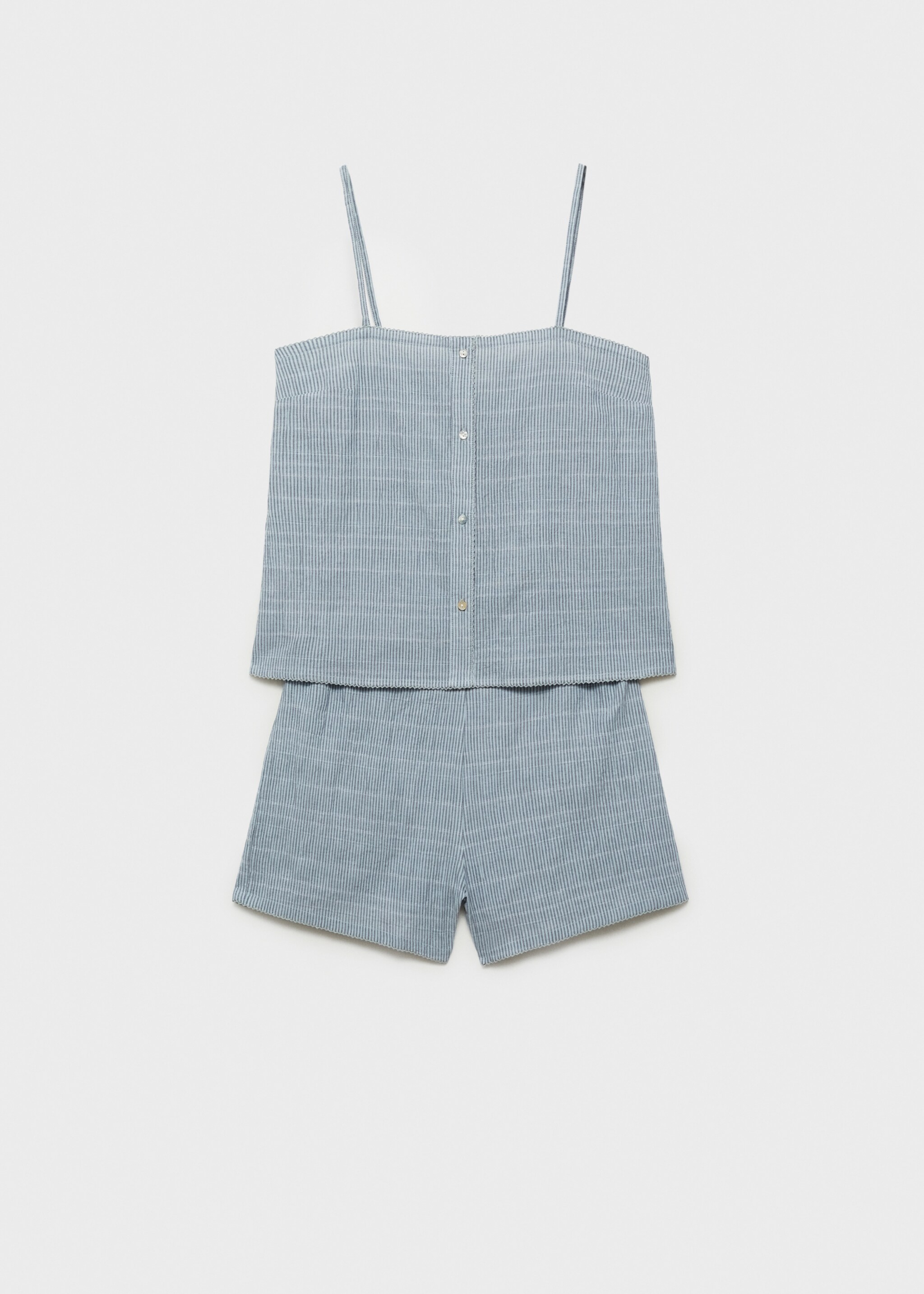 Two-piece cotton woven stripe seersucker pyjamas - Article without model