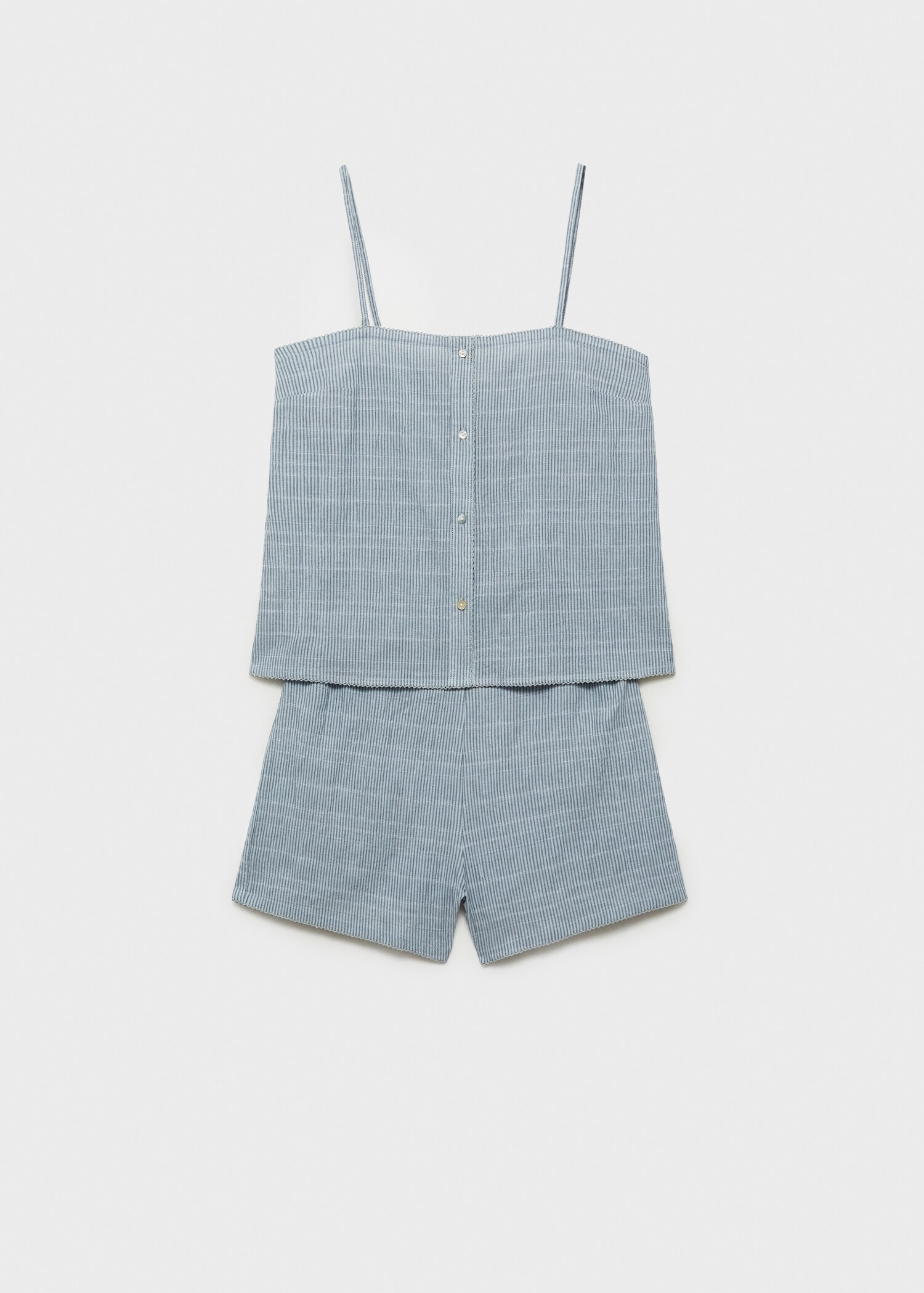 Two-piece cotton woven stripe seersucker pyjamas - Article without model