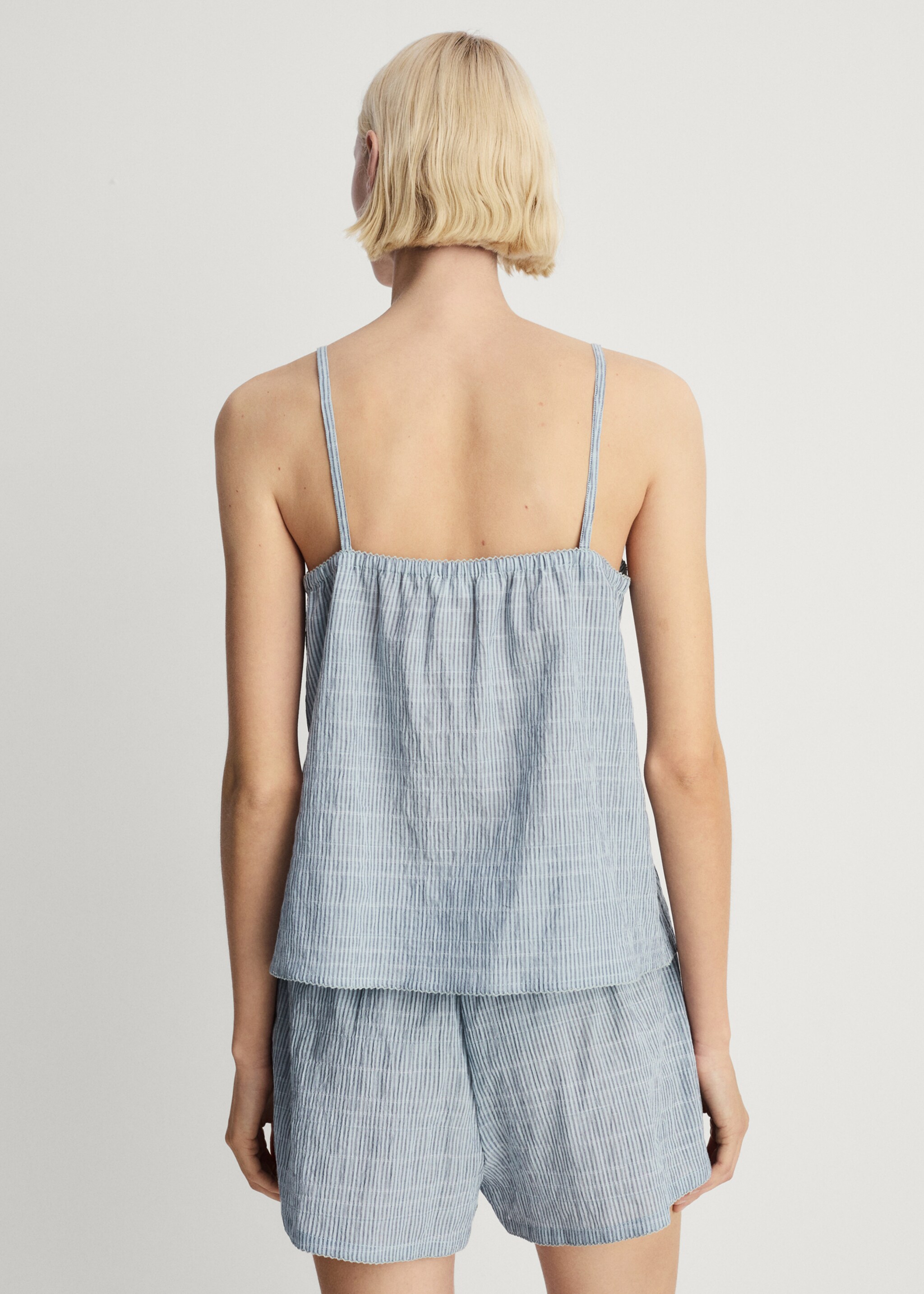Two-piece cotton woven stripe seersucker pyjamas - Reverse of the article