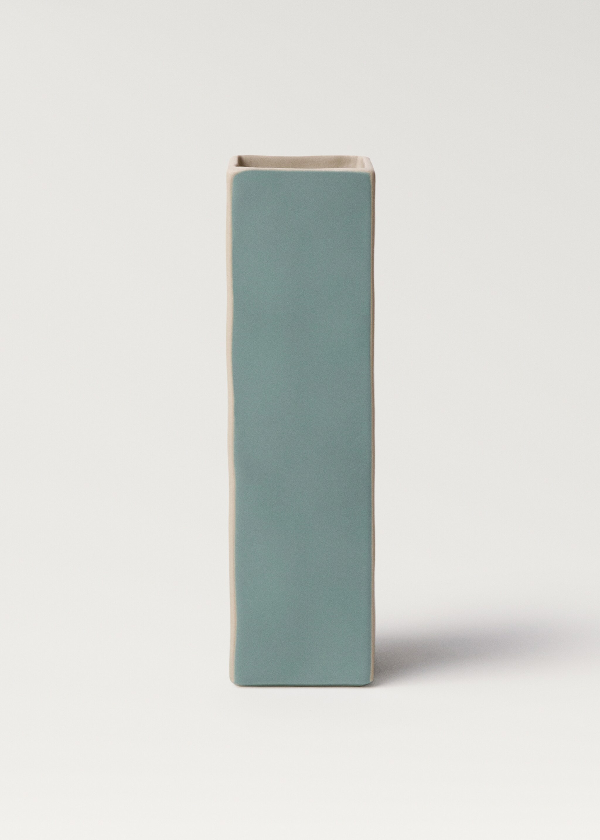 Rectangular stoneware vase with design - Article without model