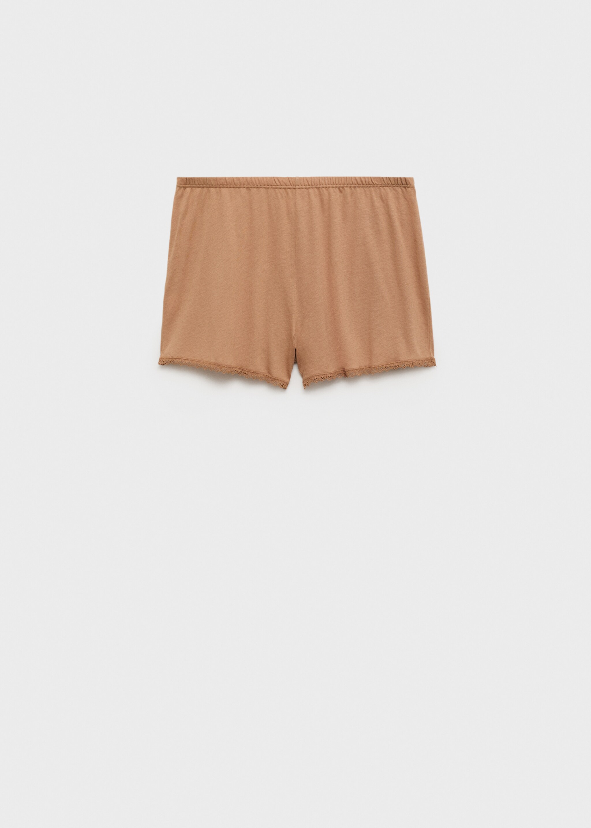 Korte katoenen pyjamabroek met kant in een contrastkleur - Artikel zonder model