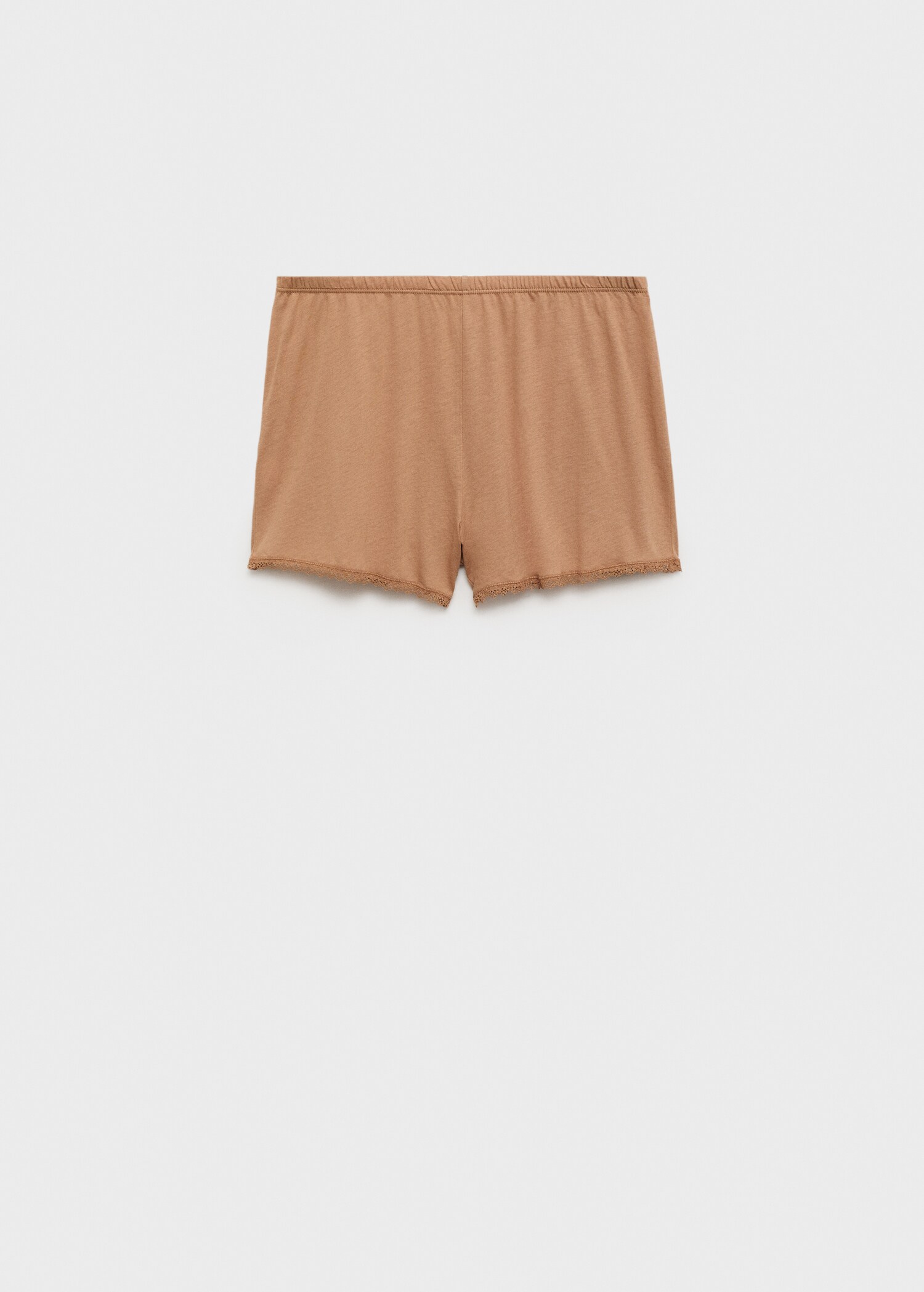 Cotton pyjama shorts with lace contrast - Article without model