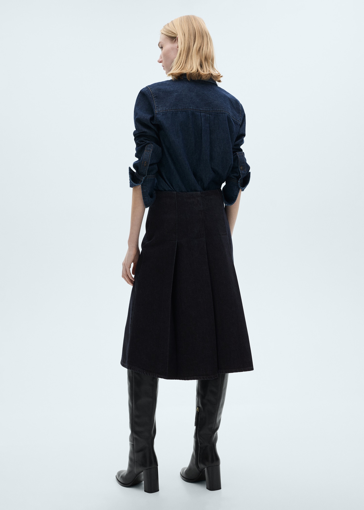 Rinse-wash midi-skirt with buckle - Reverse of the article