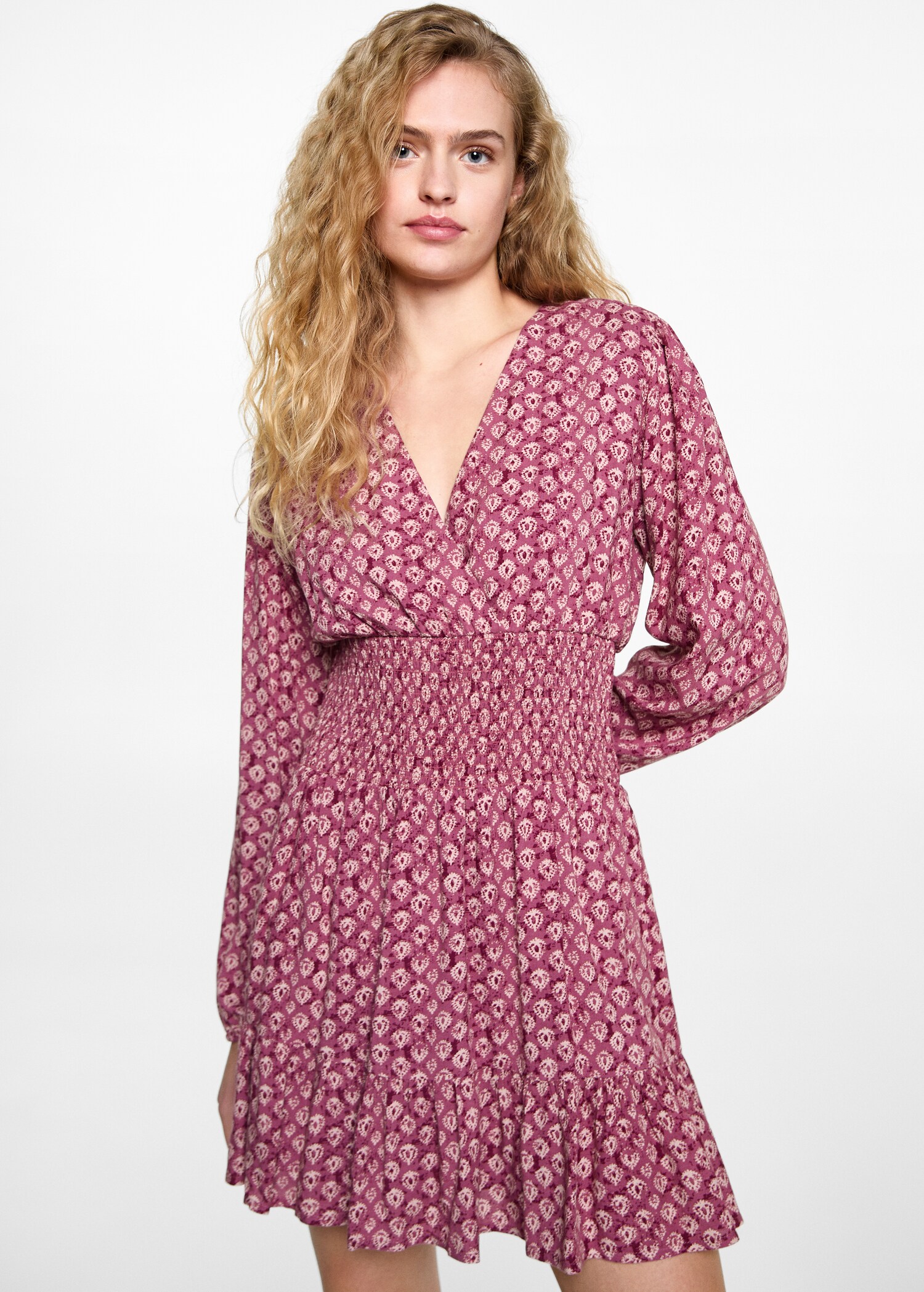 Vestido estampado corto - Plano medio