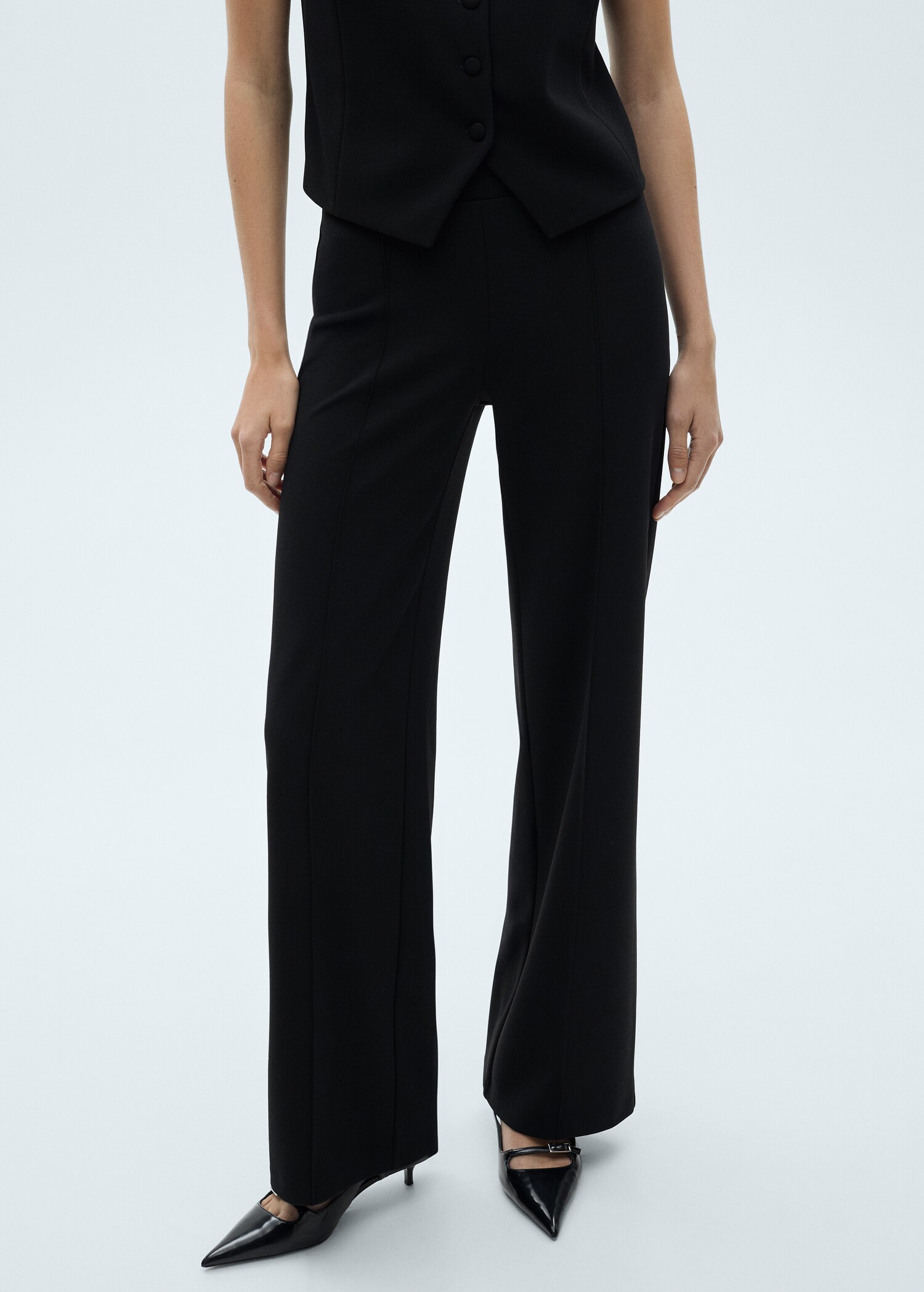 Straight knitted trousers - Medium plane
