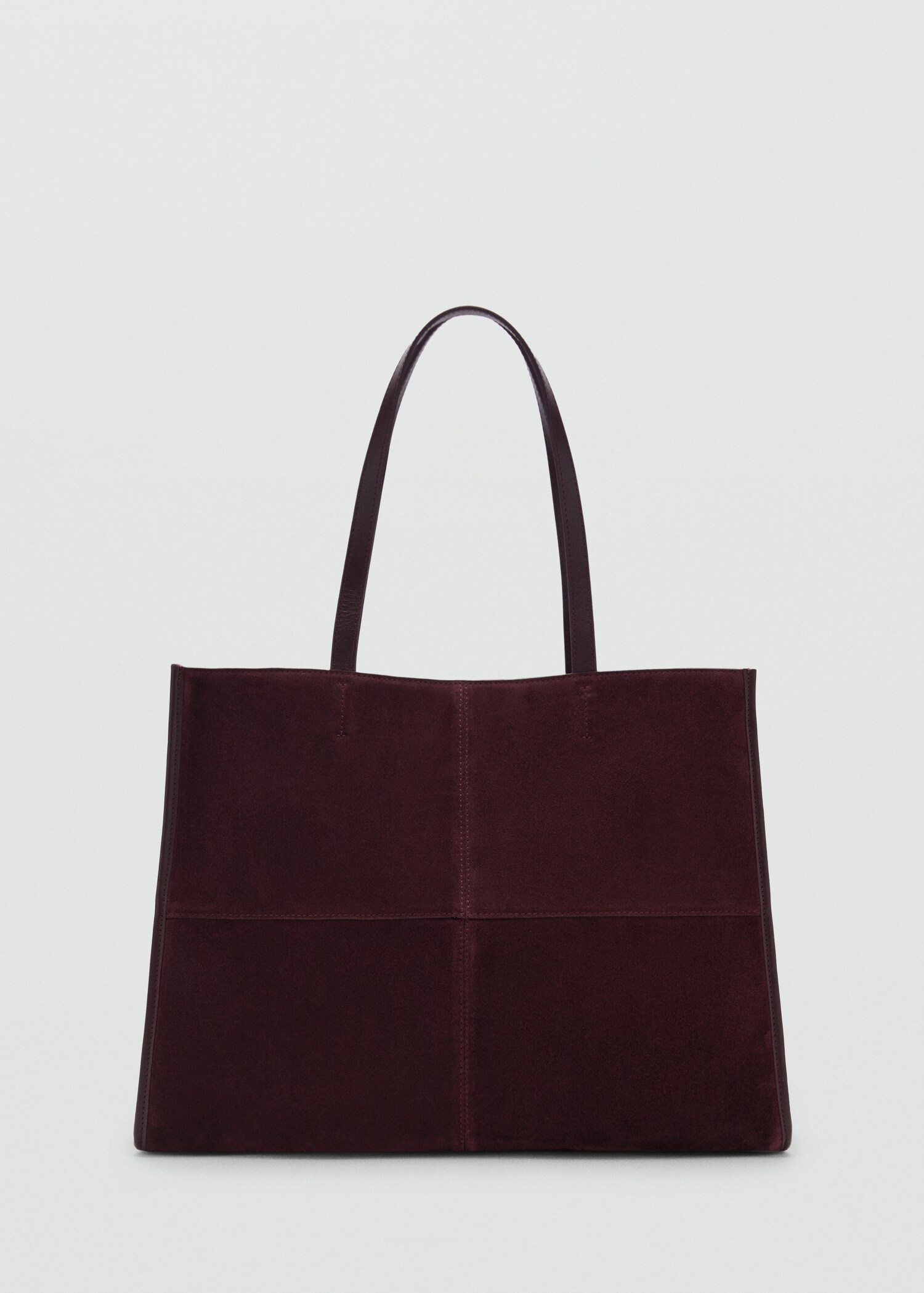 Leather shopper bag with stitching - Article without model