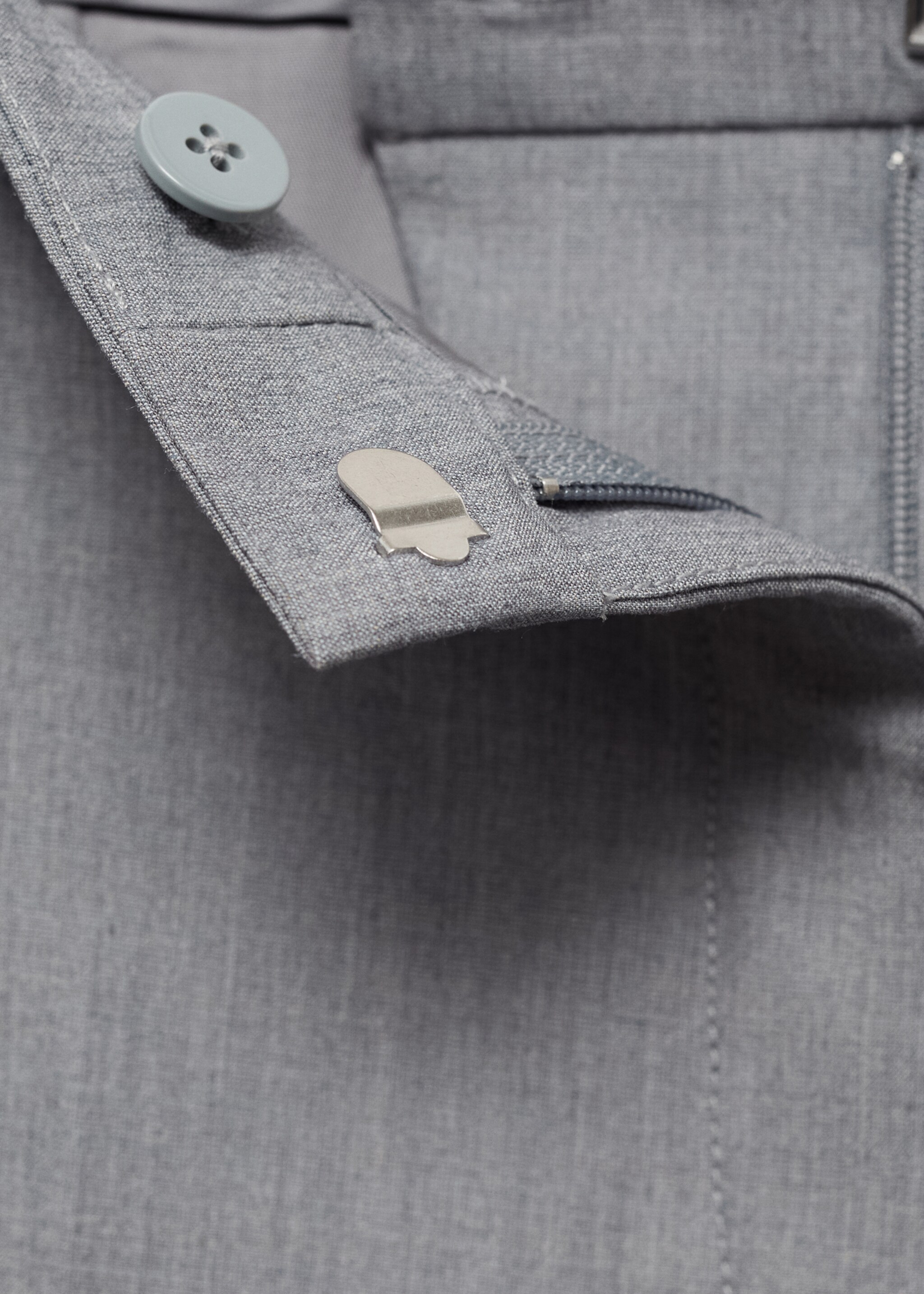 Straight suit trousers - Details of the article 8, Grey. Ref: 87073292-00.