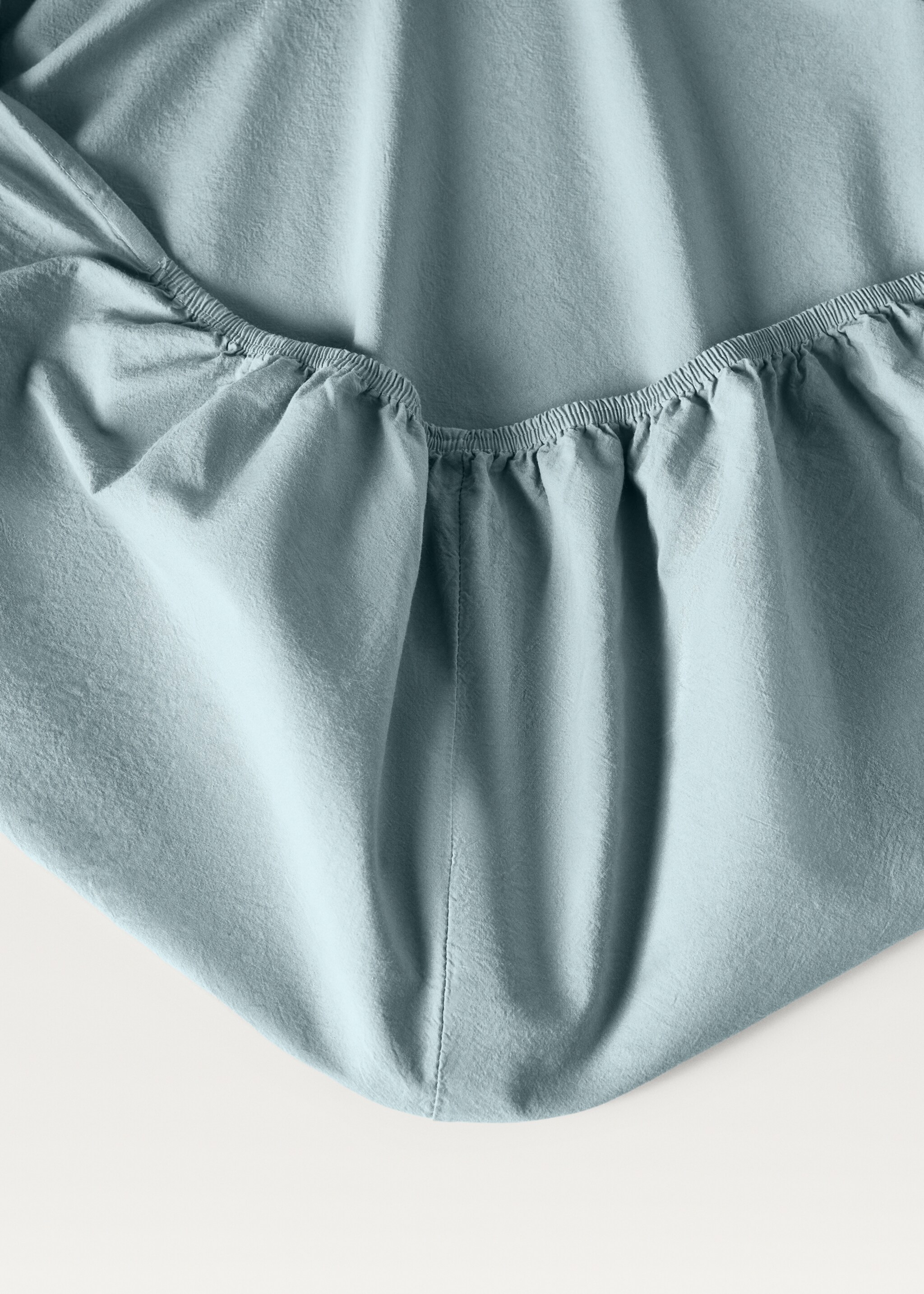 Washed cotton double-stitched fitted sheet for cot - Details of the article 1