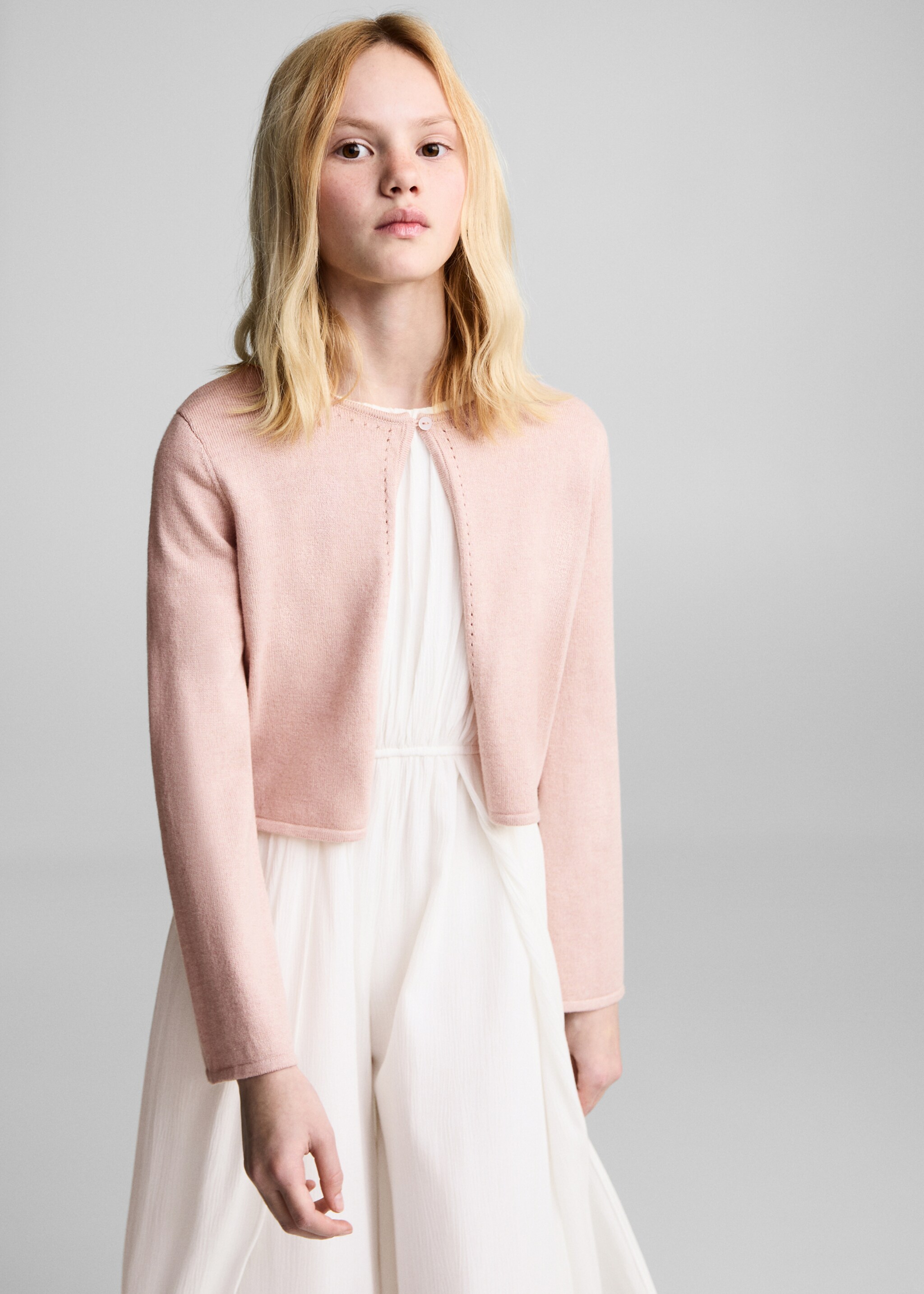 Fine-knit cotton cardigan - Medium plane