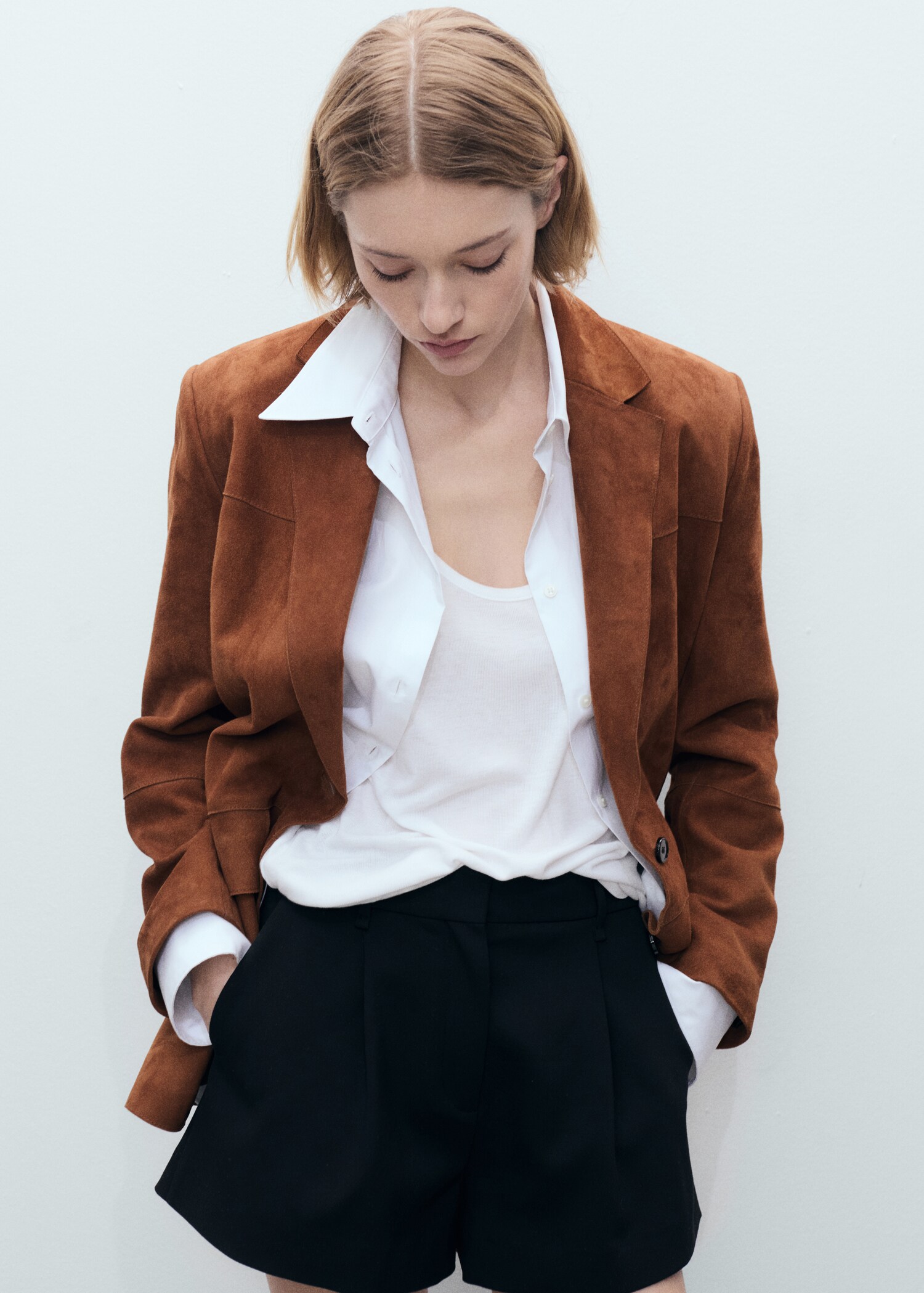 Straight suede jacket - Medium plane