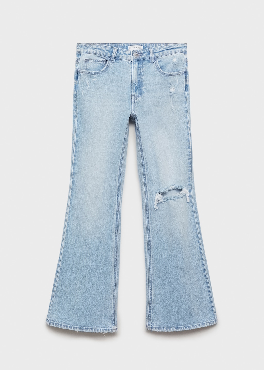 Flared jeans with decorative rips