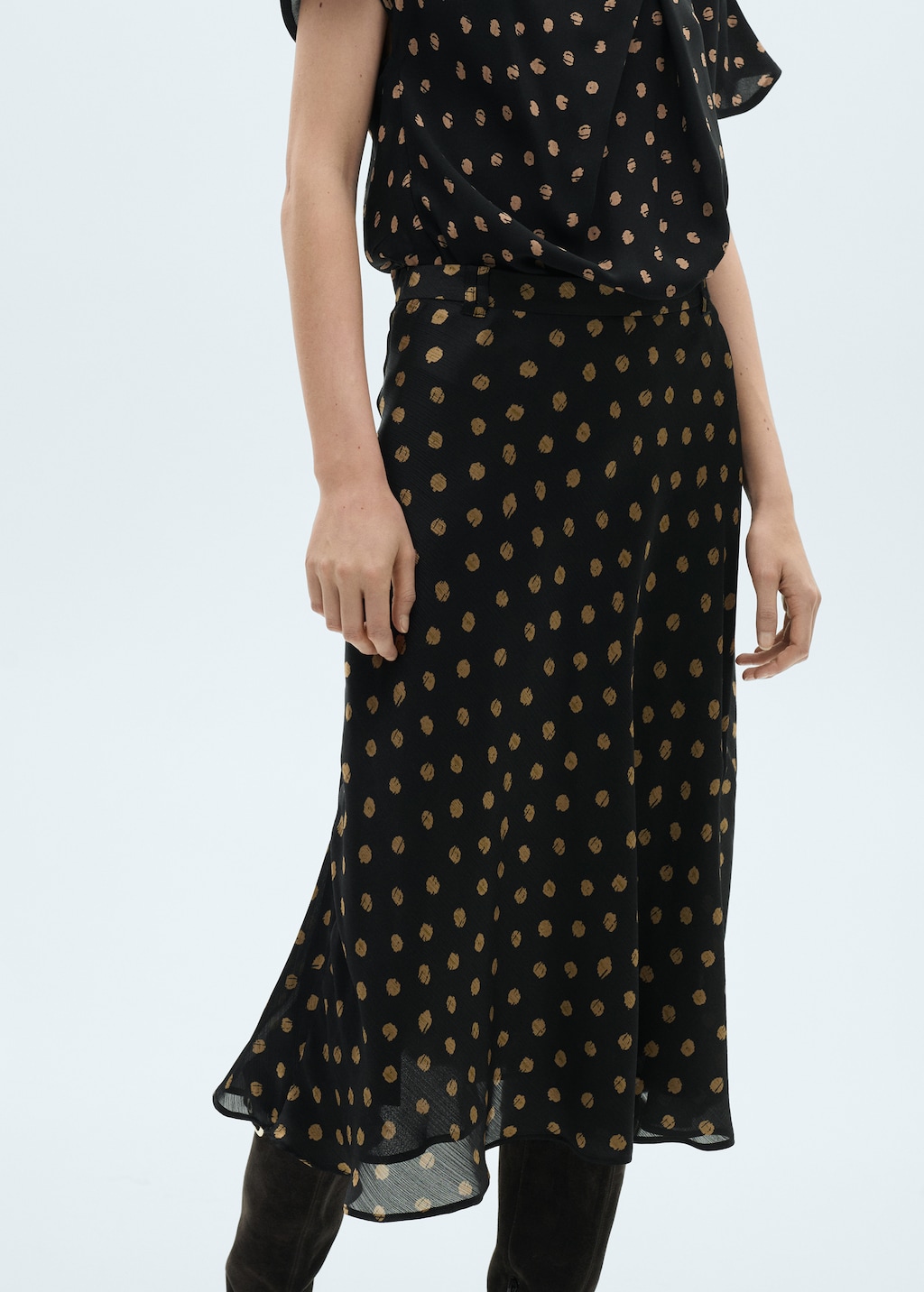 Mango Polka-dot midi skirt