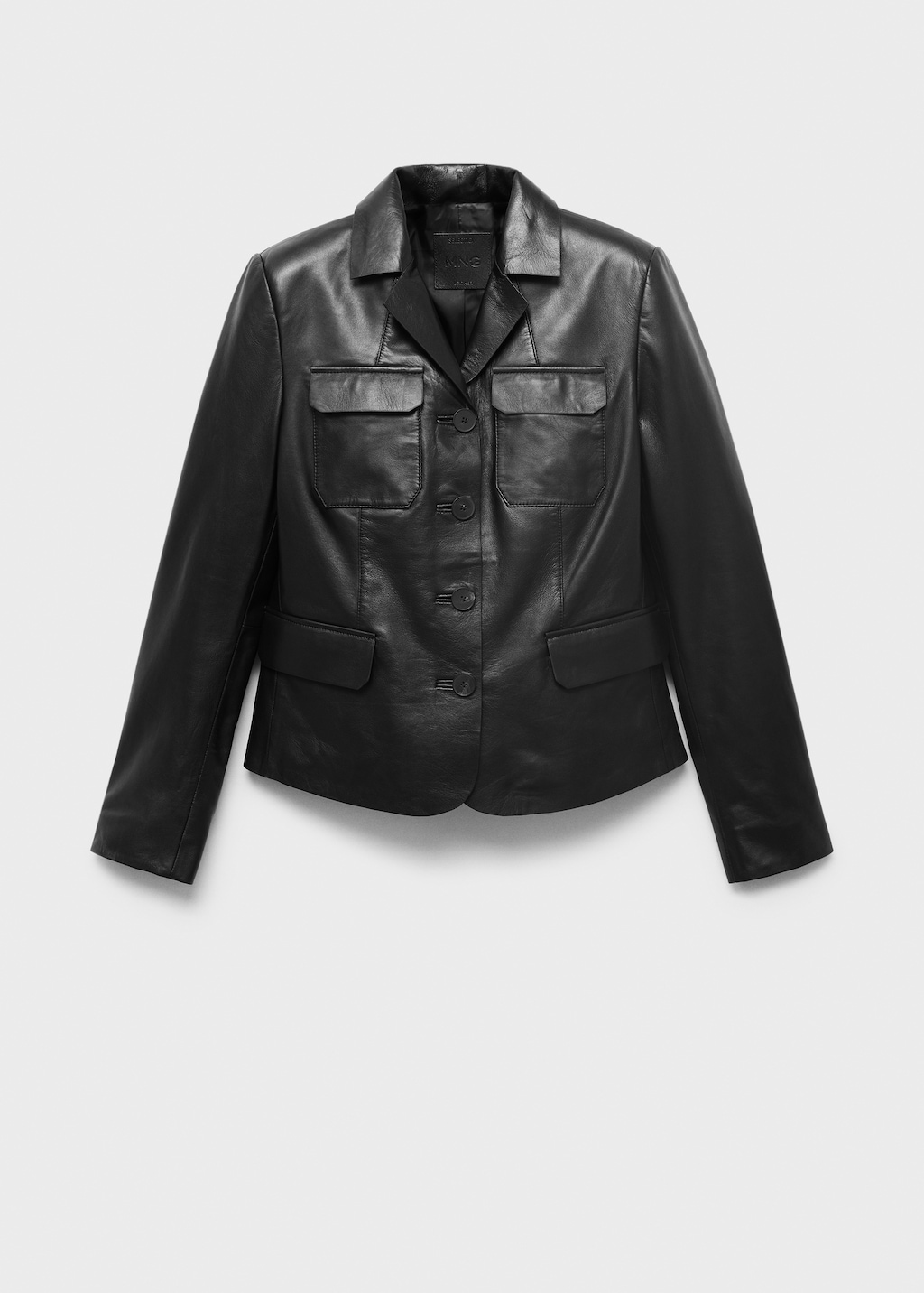 Mango Leather jacket with flap pockets