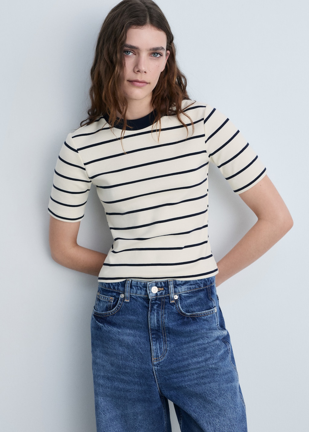 【BAON】[unisex] Maemat Stripe Over Short Sleeve Tee Striped cotton T-shirt | MANGO Madagascar