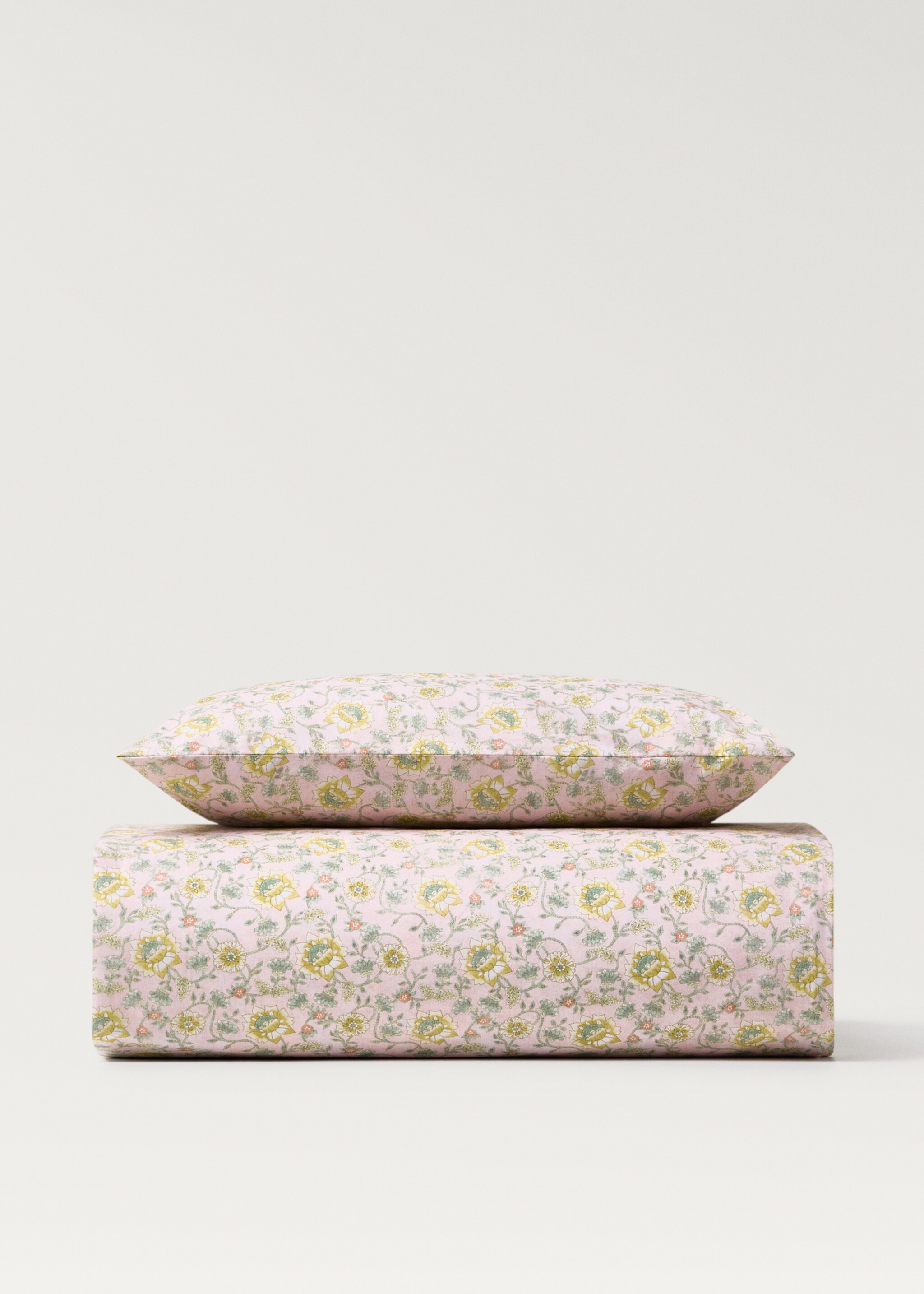 Cotton percale floral-print duvet cover for cot - Article without model