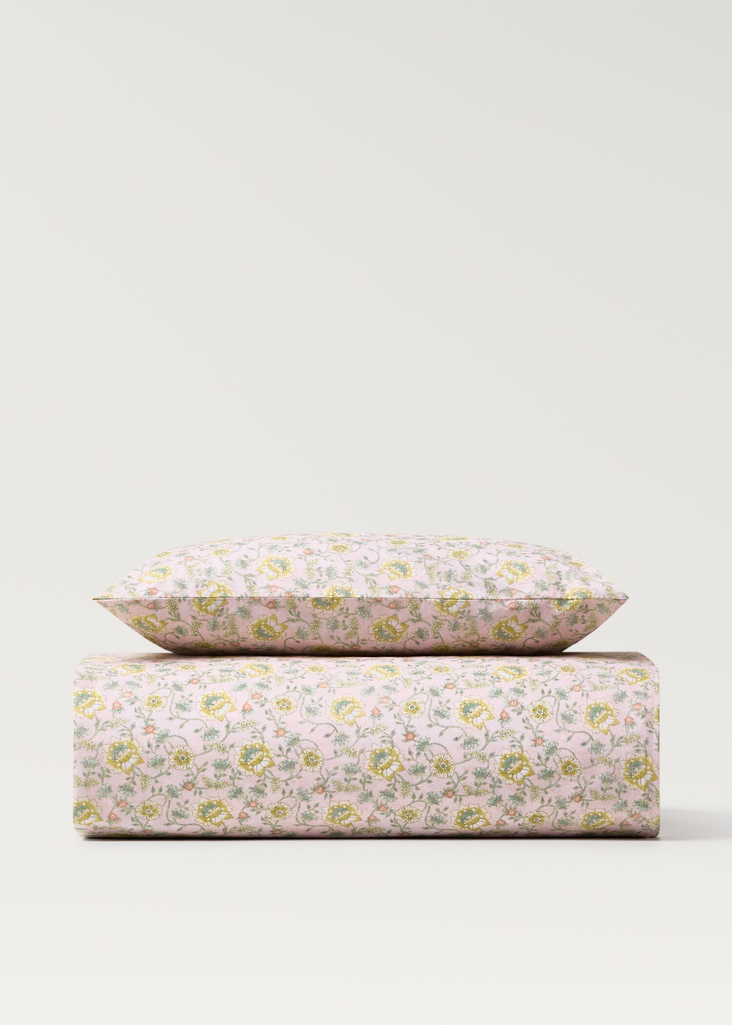 Cotton percale floral-print duvet cover for crib - Article without model