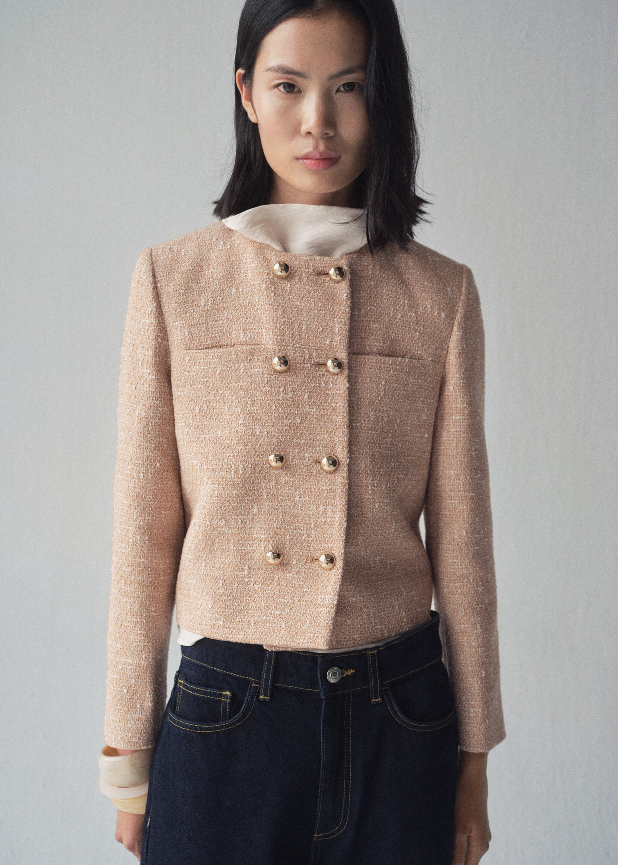 Double-breasted tweed jacket - Medium plane