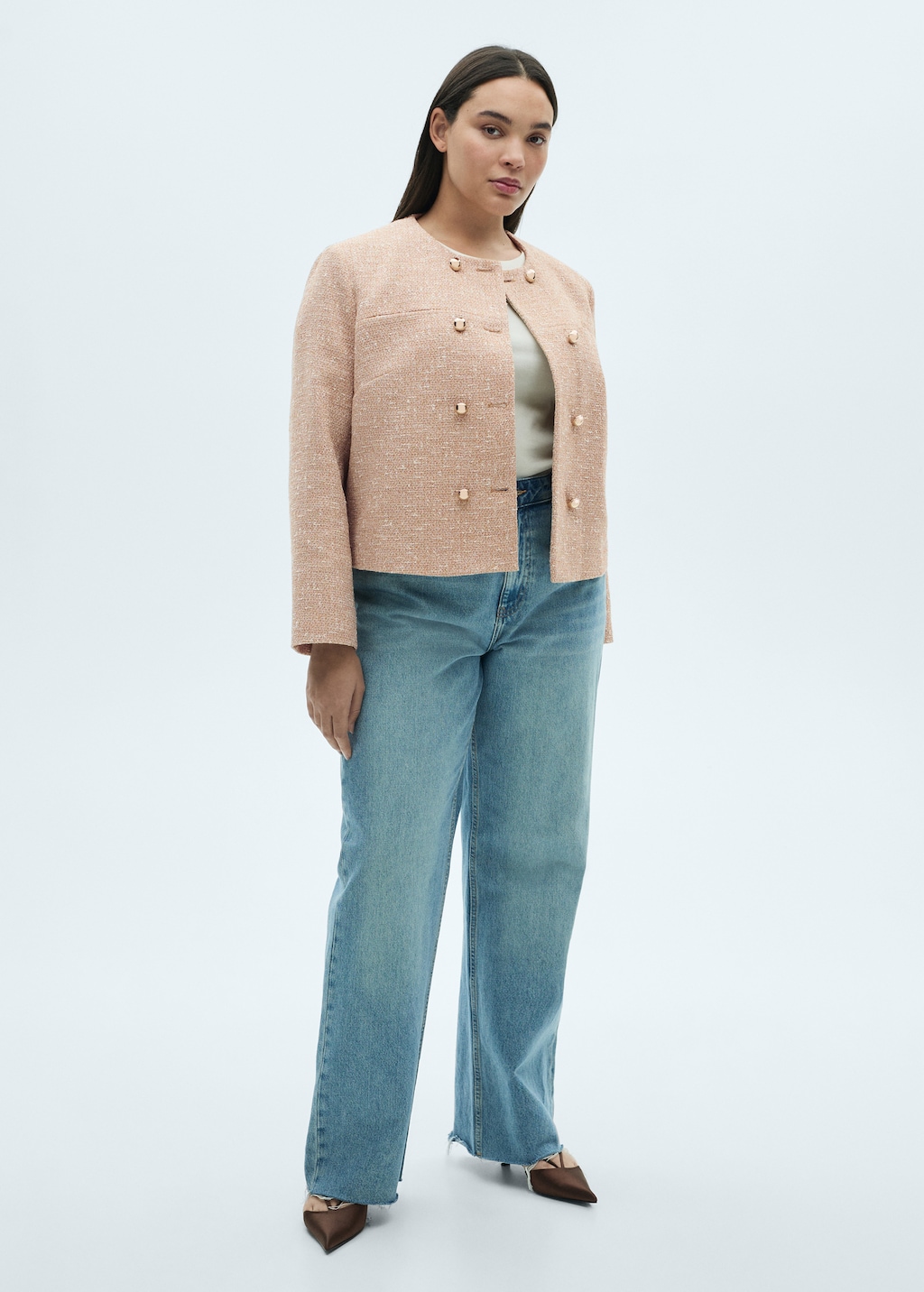Double-breasted tweed jacket - Women | MANGO USA Double-breasted tweed jacket - Women | MANGO USA