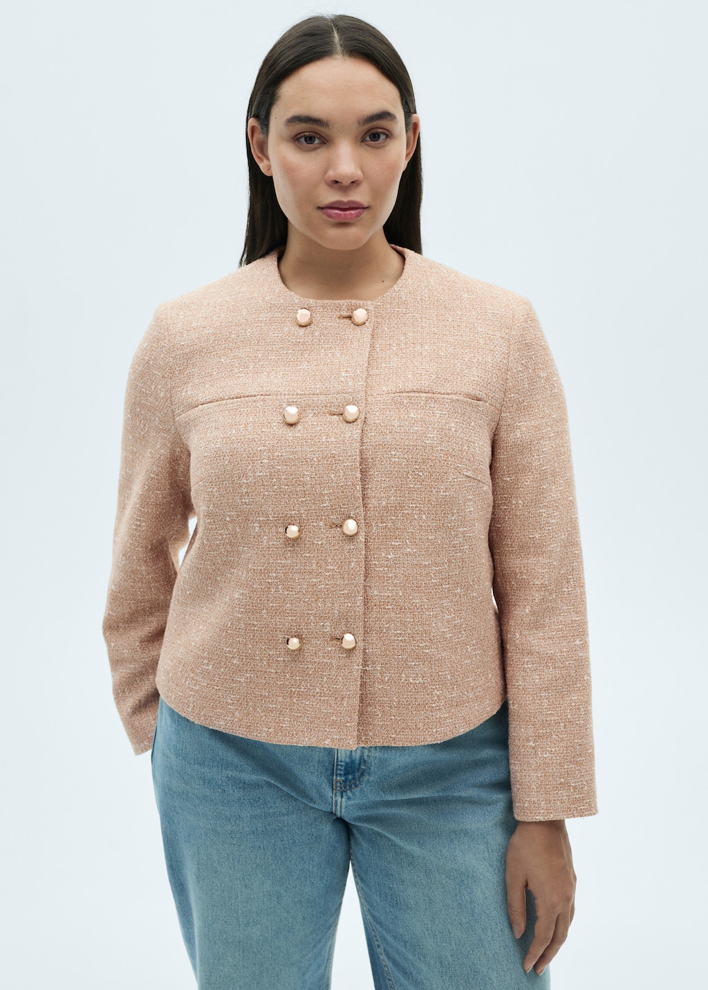 Double-breasted tweed jacket