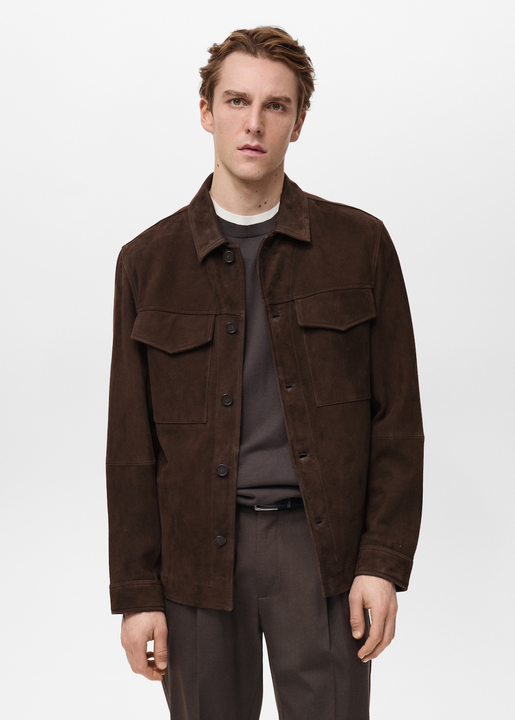 Suede jacket with fur-effect collar - Women | MANGO OUTLET USA
