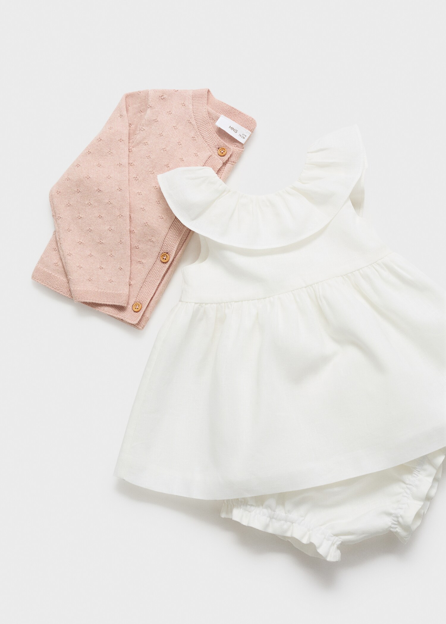 Linen dress with bow and frog - Details of the article 0